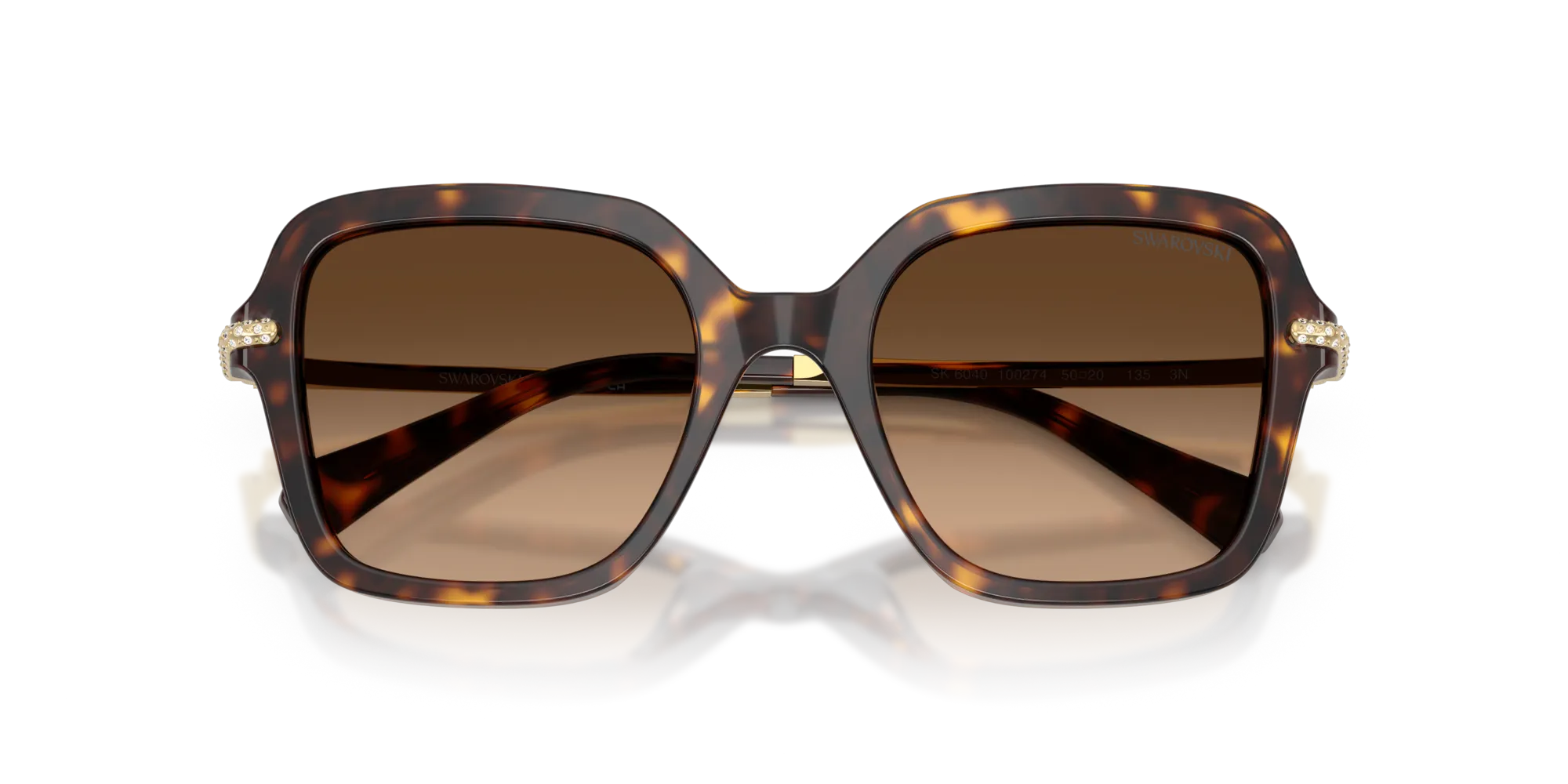 Swarovski SK6040 100274 Occhiali da sole Acetato Tartaruga Marrone Geometrica Normale Sfumato - immagine 2