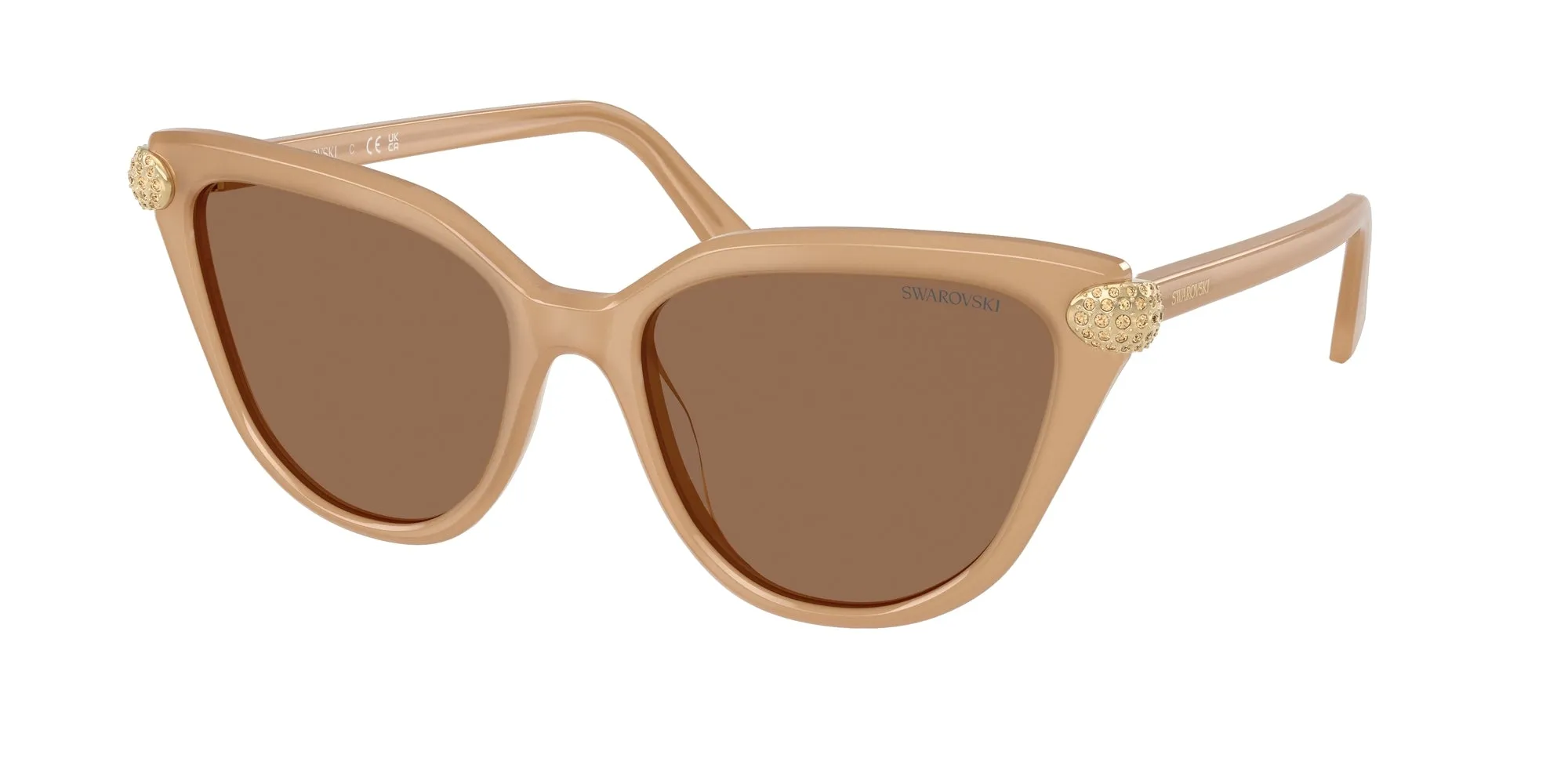 Swarovski SK6039 2002OK Occhiali da sole Acetato Beige Bronzo Cat Eye Normale - immagine 1