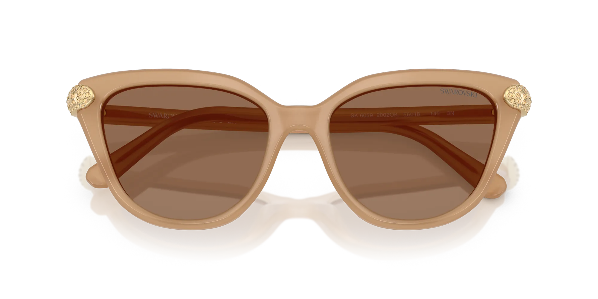 Swarovski SK6039 2002OK Occhiali da sole Acetato Beige Bronzo Cat Eye Normale - immagine 2