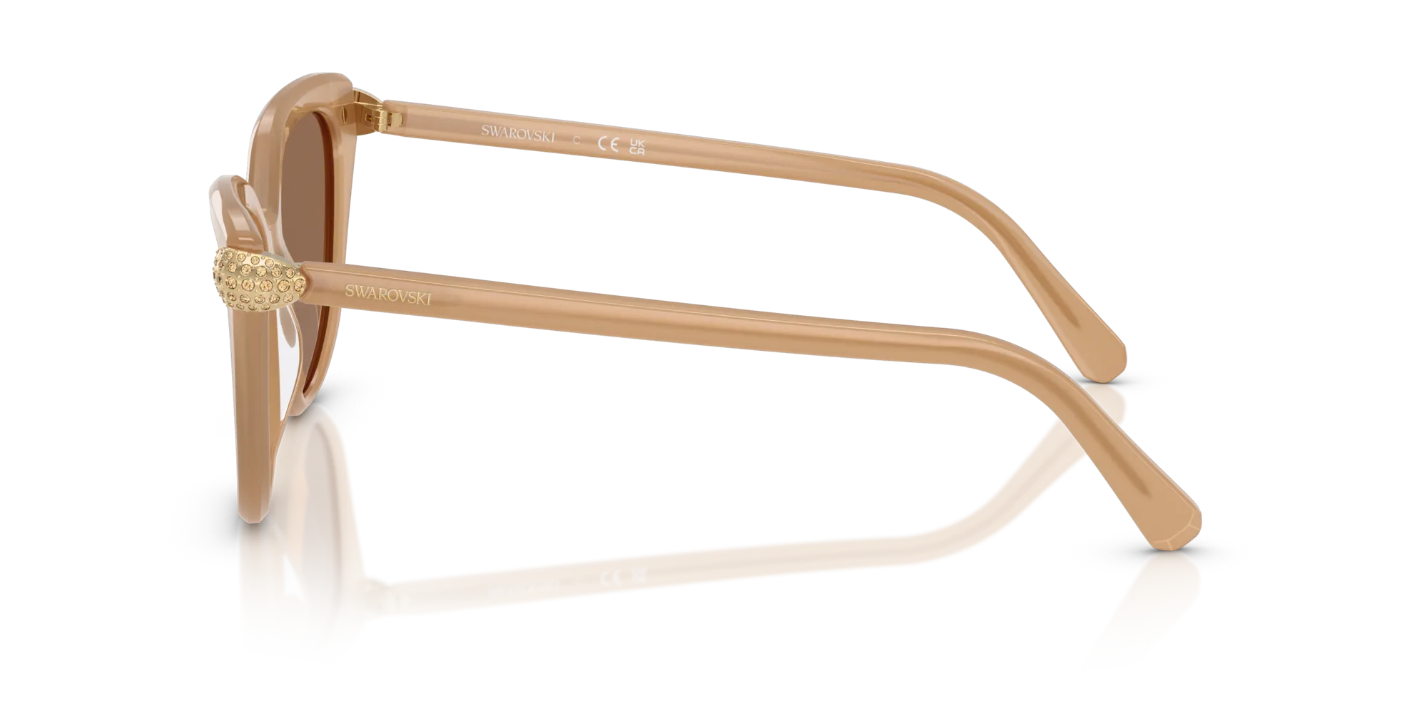 Swarovski SK6039 2002OK Occhiali da sole Acetato Beige Bronzo Cat Eye Normale - immagine 4