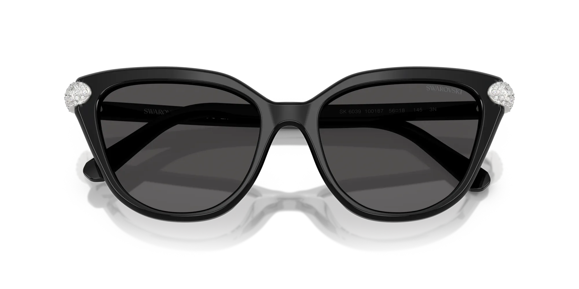 Swarovski SK6039 100187 Occhiali da sole Acetato Nero Grigio Cat Eye Normale - immagine 2