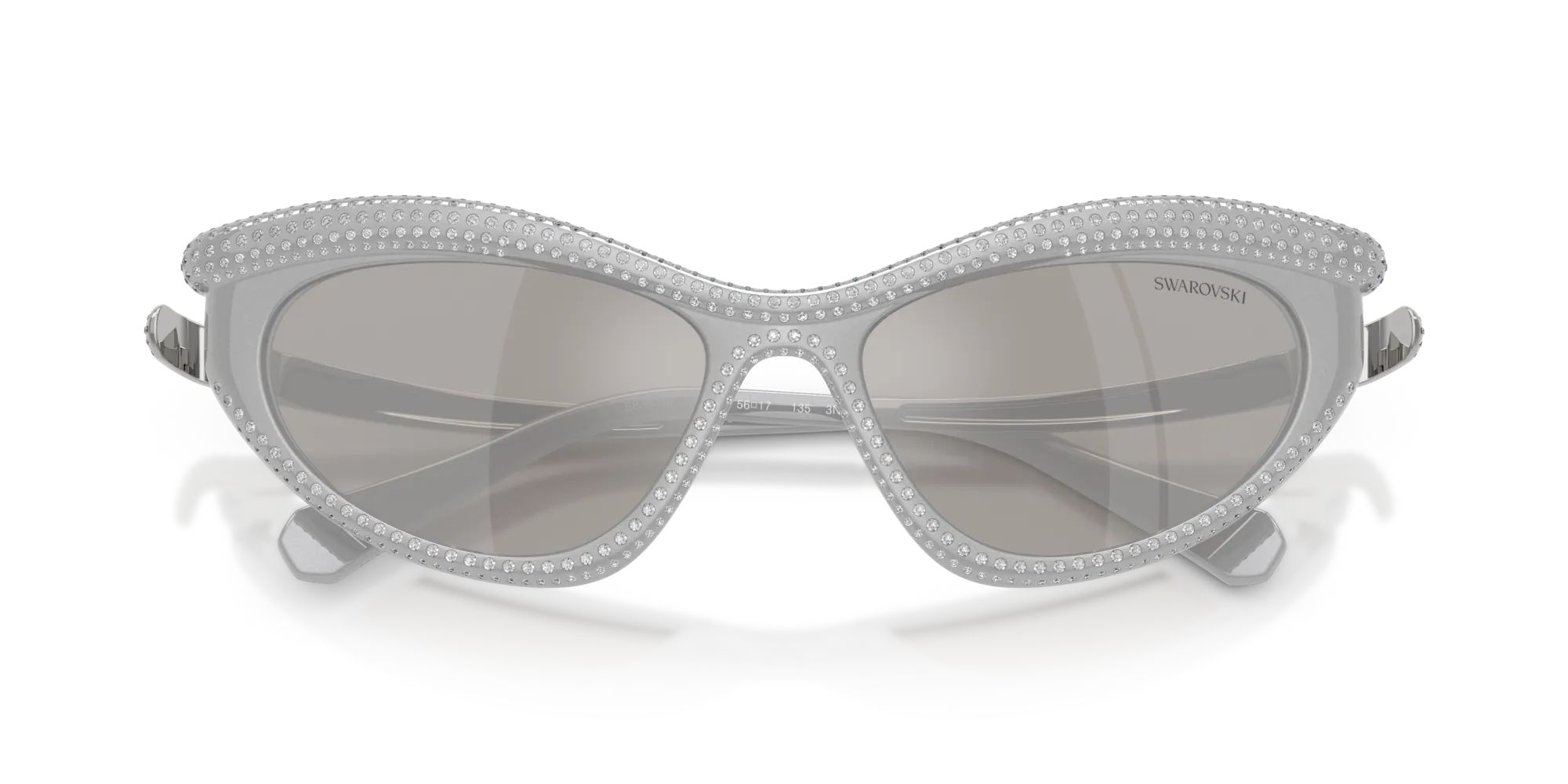 Swarovski SK6038 10596G Occhiali da sole Iniettato Argento Grigio Cat Eye Specchiate - immagine 2