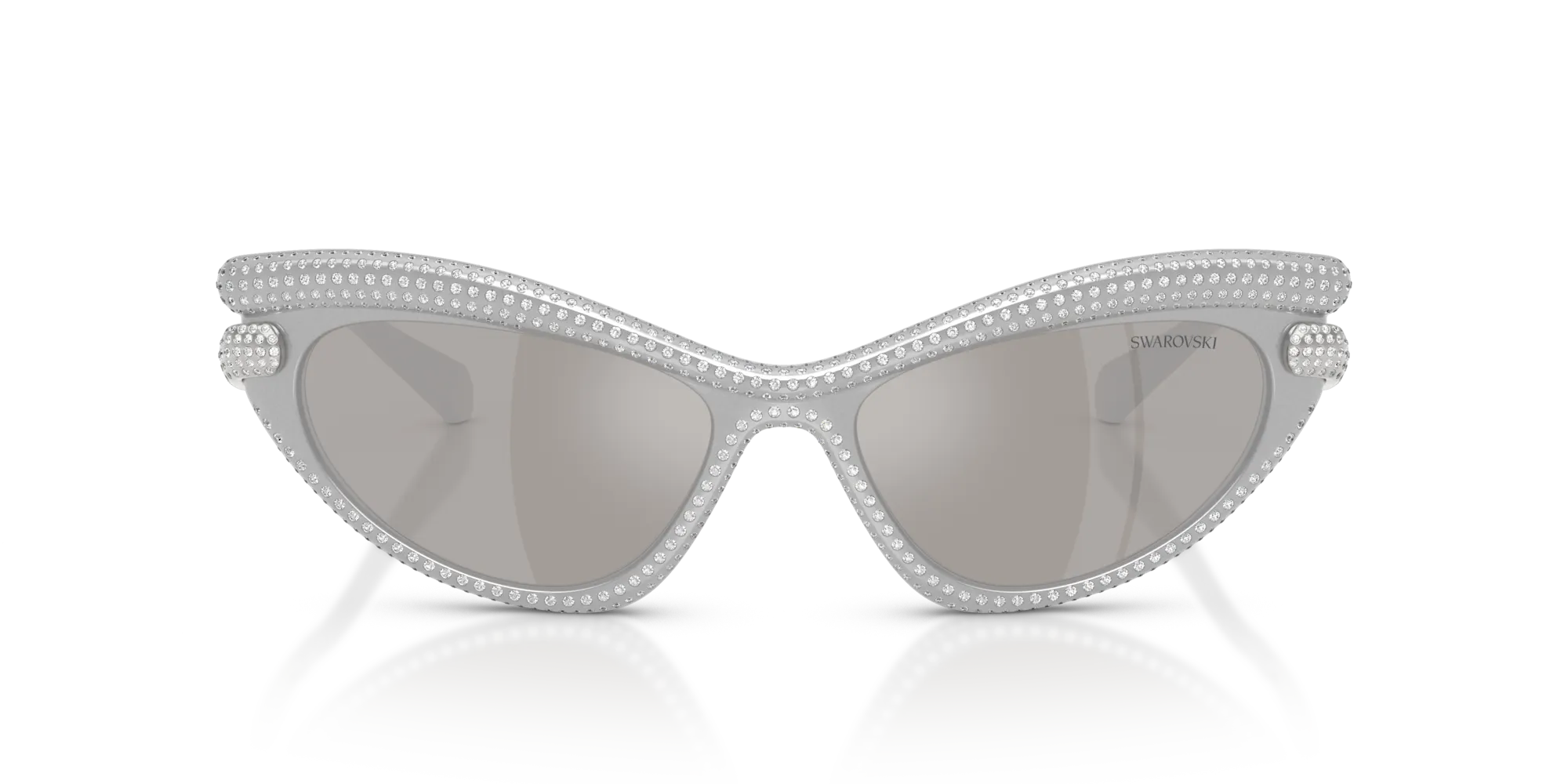 Swarovski SK6038 10596G Occhiali da sole Iniettato Argento Grigio Cat Eye Specchiate - immagine 3