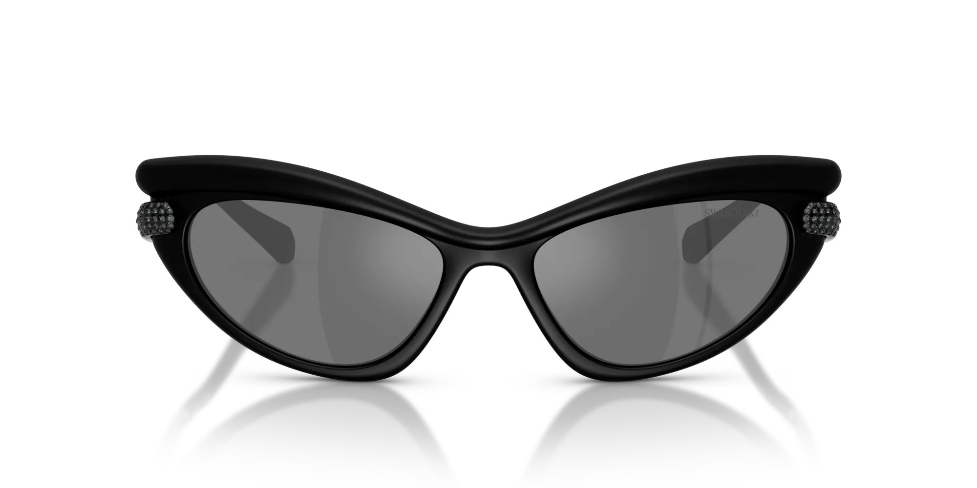 Swarovski SK6038 10396G Occhiali da sole Iniettato Nero Grigio Cat Eye Specchiate - immagine 3
