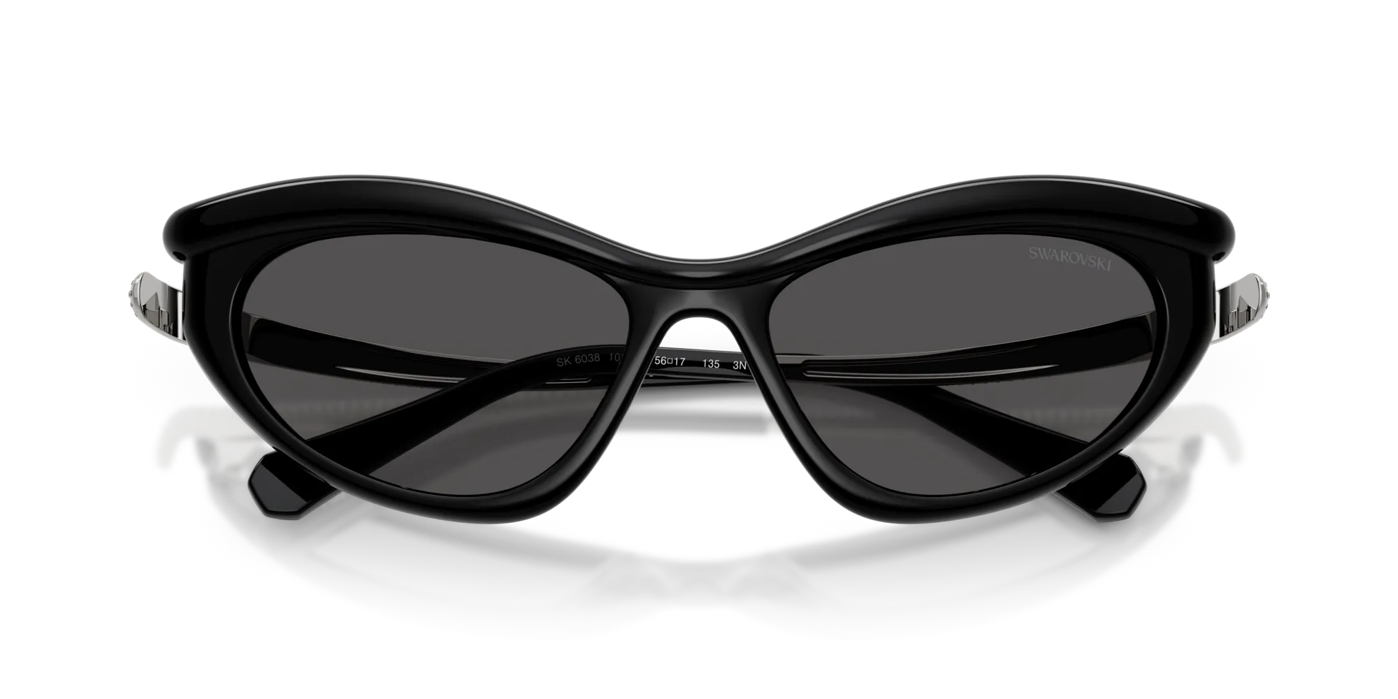 Swarovski SK6038 103887 Occhiali da sole Iniettato Nero Grigio Cat Eye Normale - immagine 2
