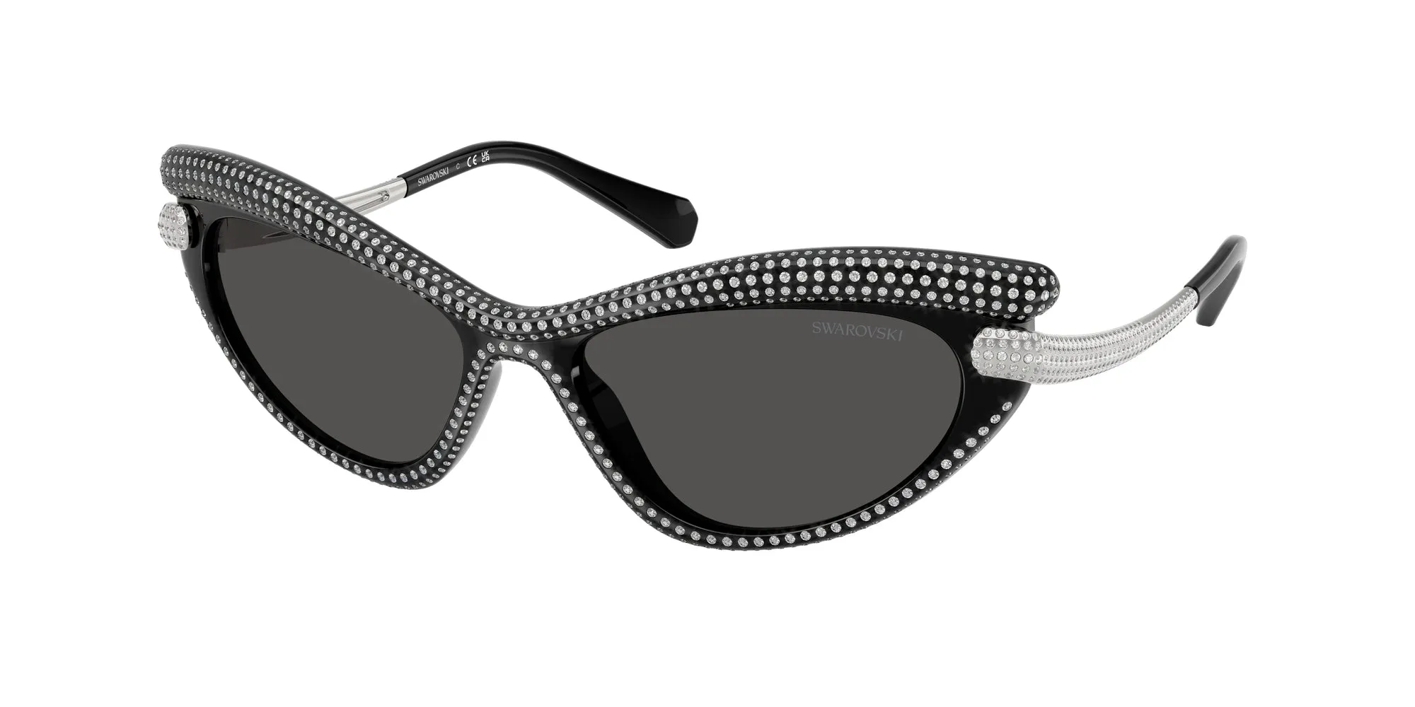 Swarovski SK6038 100187 Occhiali da sole Iniettato Nero Grigio Cat Eye Normale - immagine 1