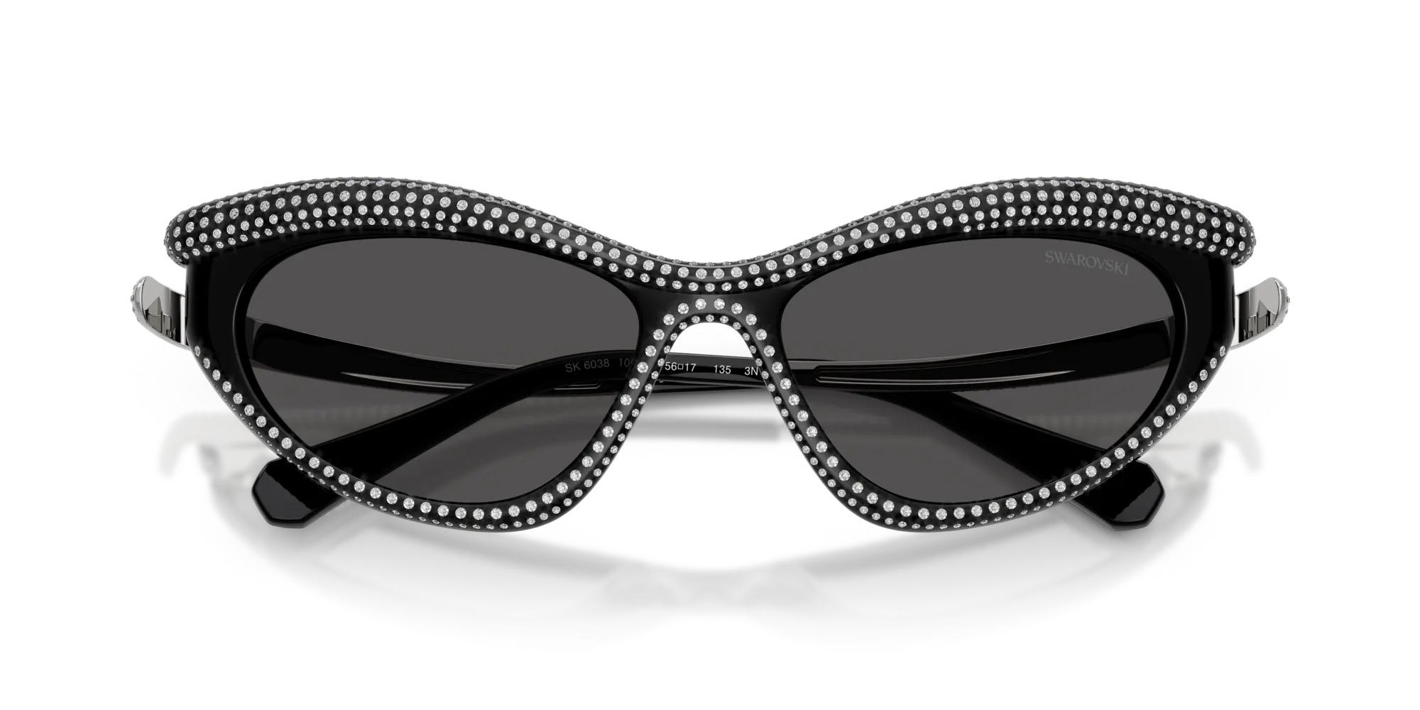 Swarovski SK6038 100187 Occhiali da sole Iniettato Nero Grigio Cat Eye Normale - immagine 2