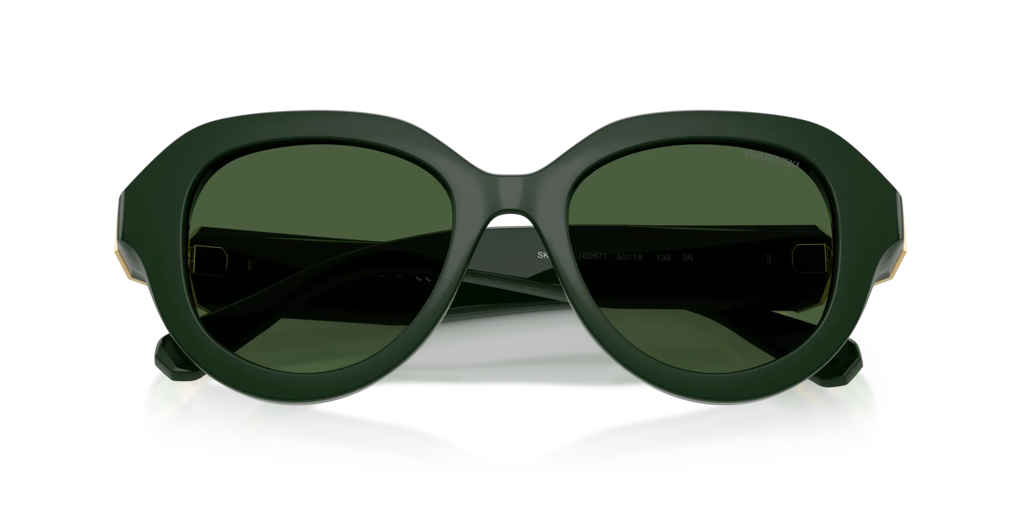 Swarovski SK6037 102671 Occhiali da sole Iniettato Verde Verde Rotonda Normale - immagine 2