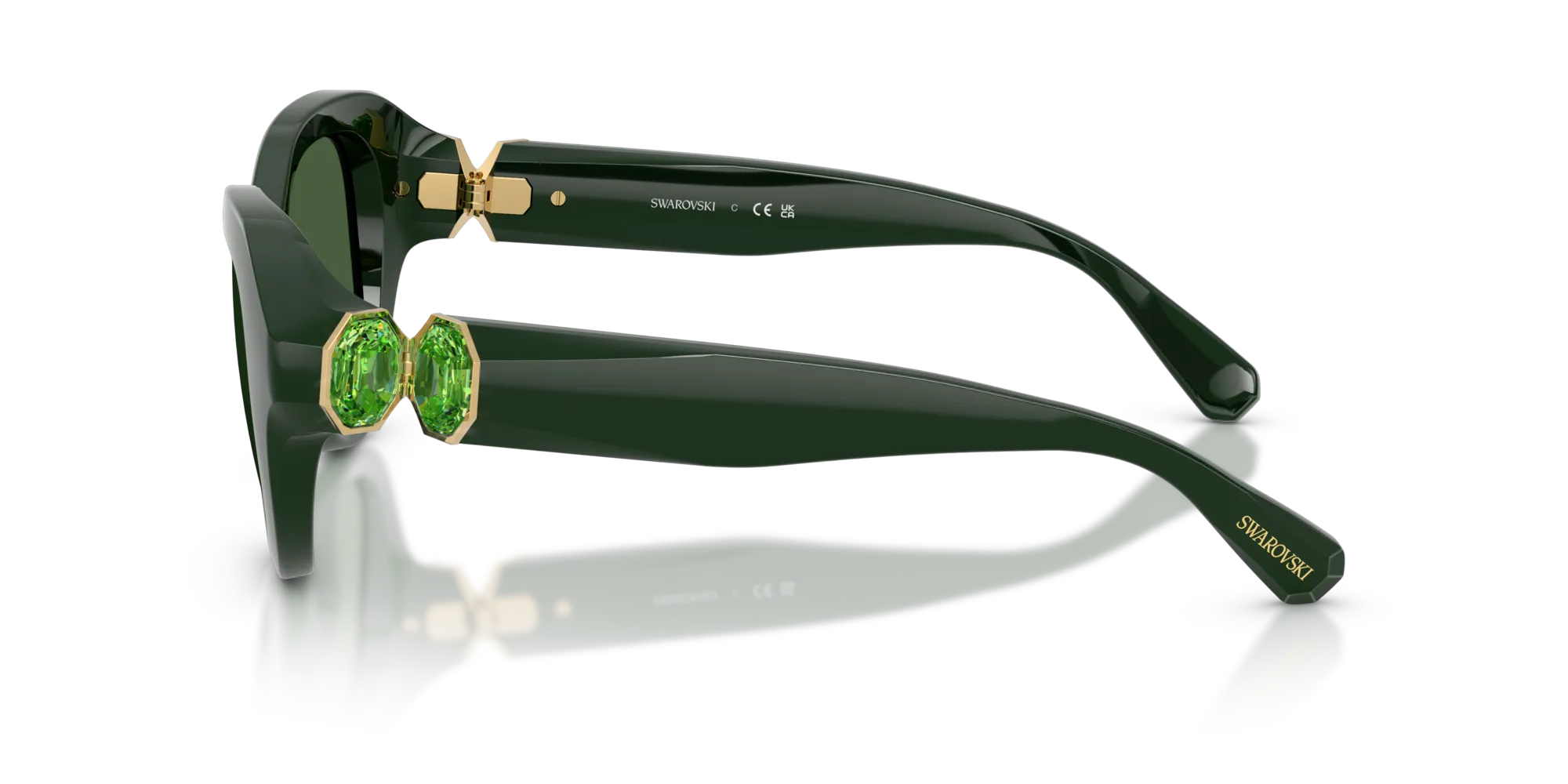 Swarovski SK6037 102671 Occhiali da sole Iniettato Verde Verde Rotonda Normale - immagine 4