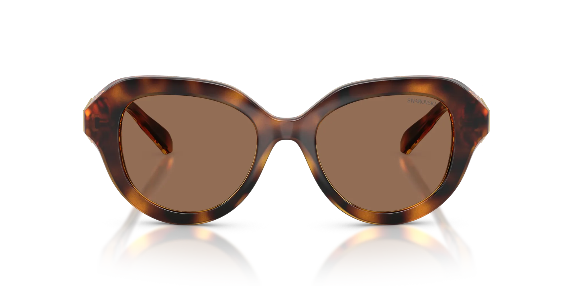 Swarovski SK6037 100273 Occhiali da sole Iniettato Tartaruga Marrone Rotonda Normale - immagine 3