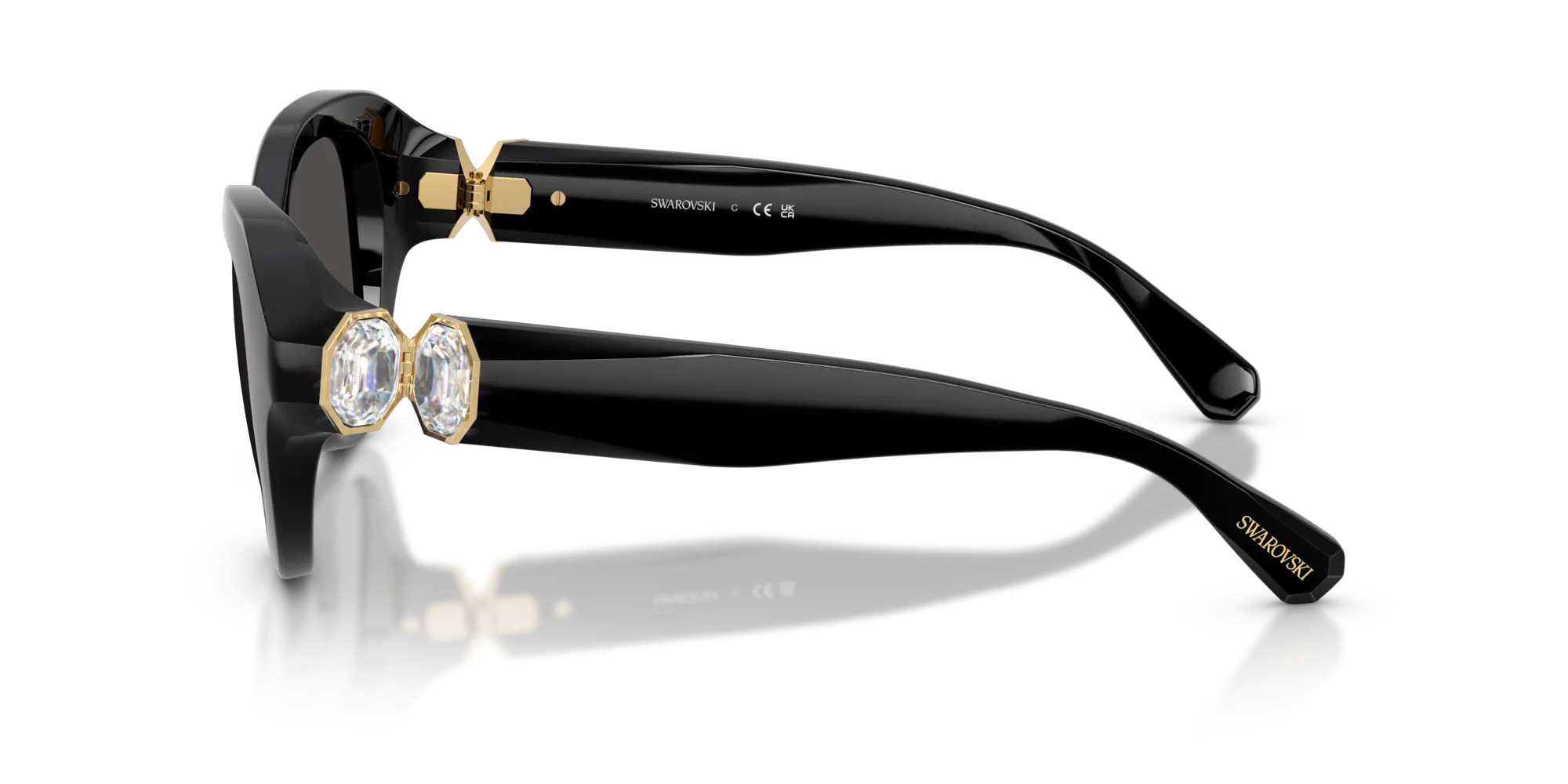 Swarovski SK6037 100187 Occhiali da sole Iniettato Nero Grigio Rotonda Normale - immagine 4