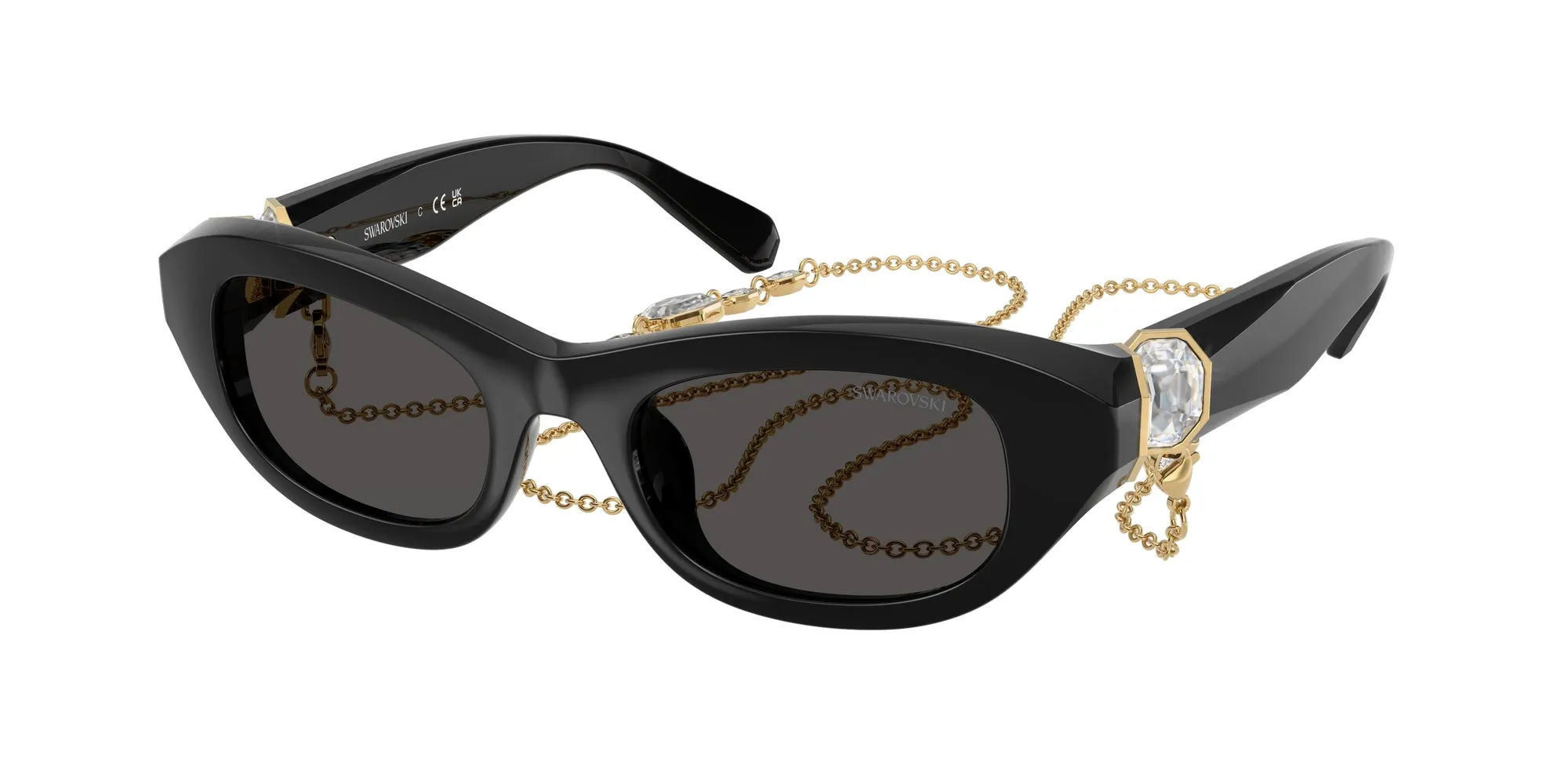 Swarovski SK6036U 107687 Occhiali da sole Acetato Nero Grigio Pillow Normale - immagine 1