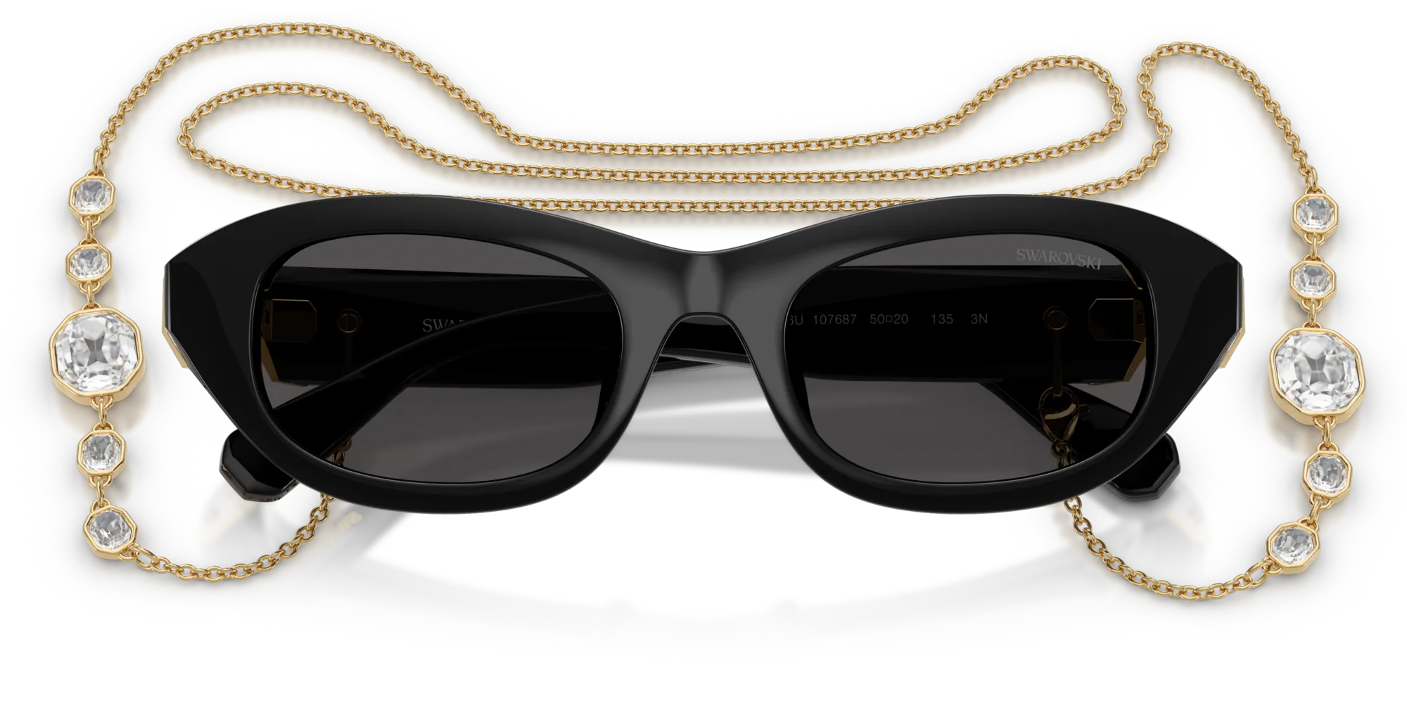 Swarovski SK6036U 107687 Occhiali da sole Acetato Nero Grigio Pillow Normale - immagine 2