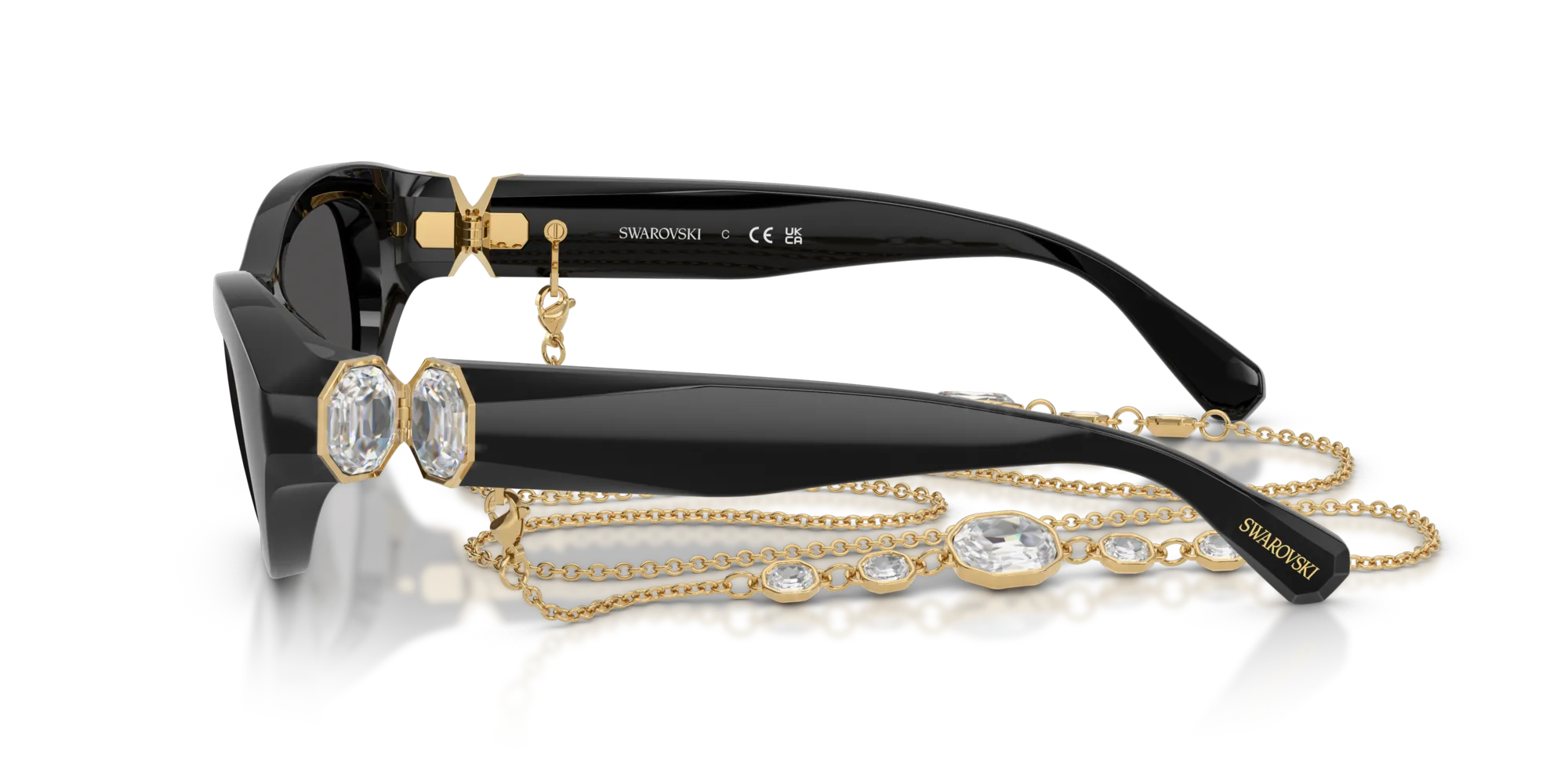 Swarovski SK6036U 107687 Occhiali da sole Acetato Nero Grigio Pillow Normale - immagine 4