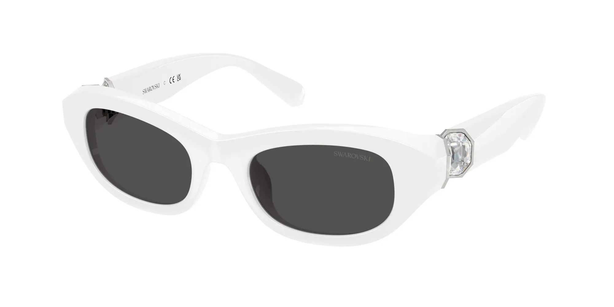 Swarovski SK6036U 105087 Occhiali da sole Acetato Bianco Grigio Pillow Normale - immagine 1