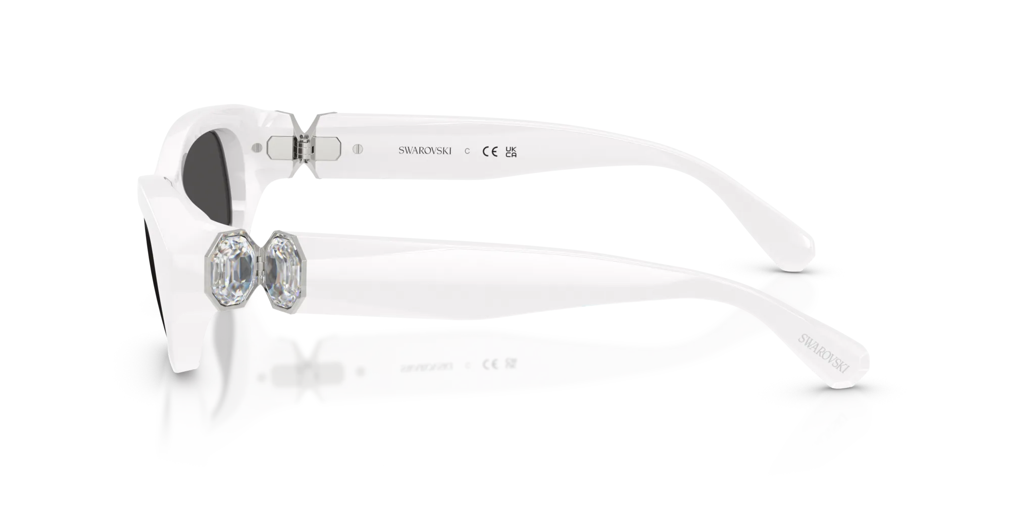 Swarovski SK6036U 105087 Occhiali da sole Acetato Bianco Grigio Pillow Normale - immagine 4