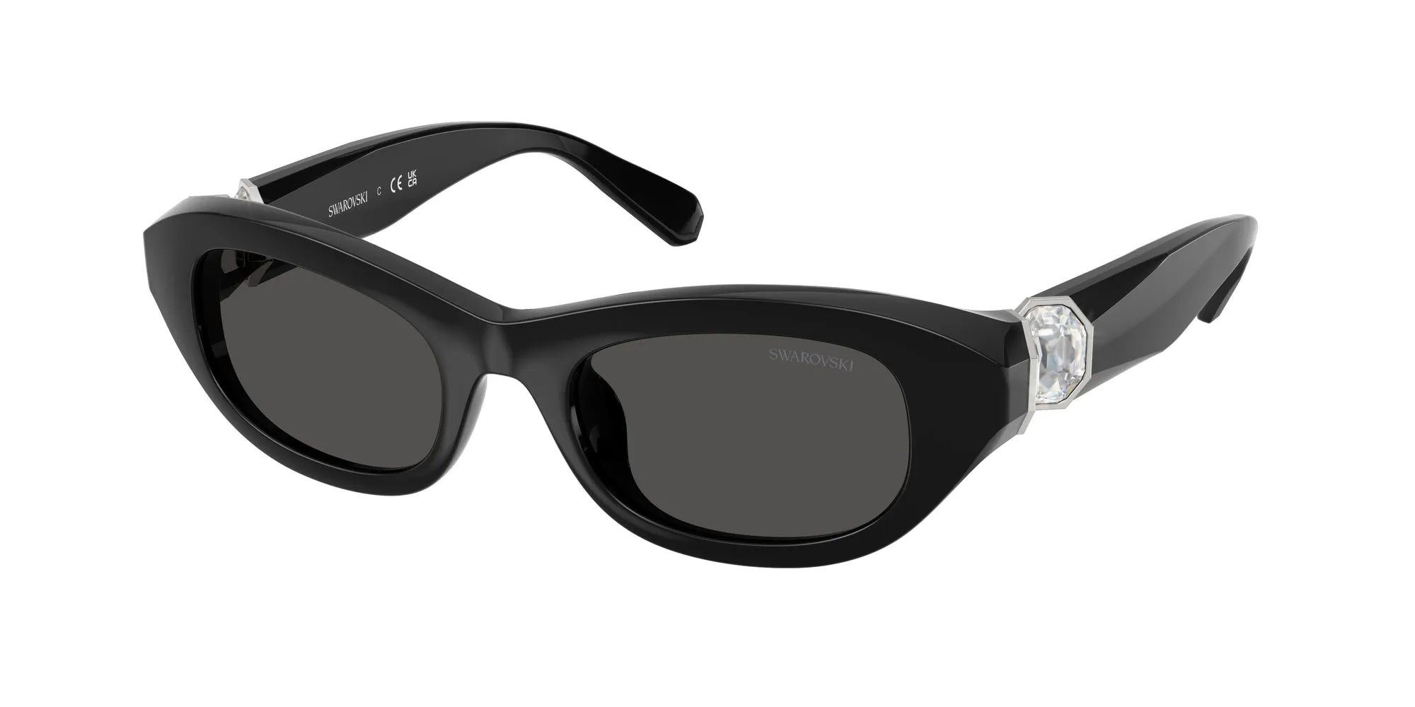 Swarovski SK6036U 103887 Occhiali da sole Acetato Nero Grigio Pillow Normale - immagine 1