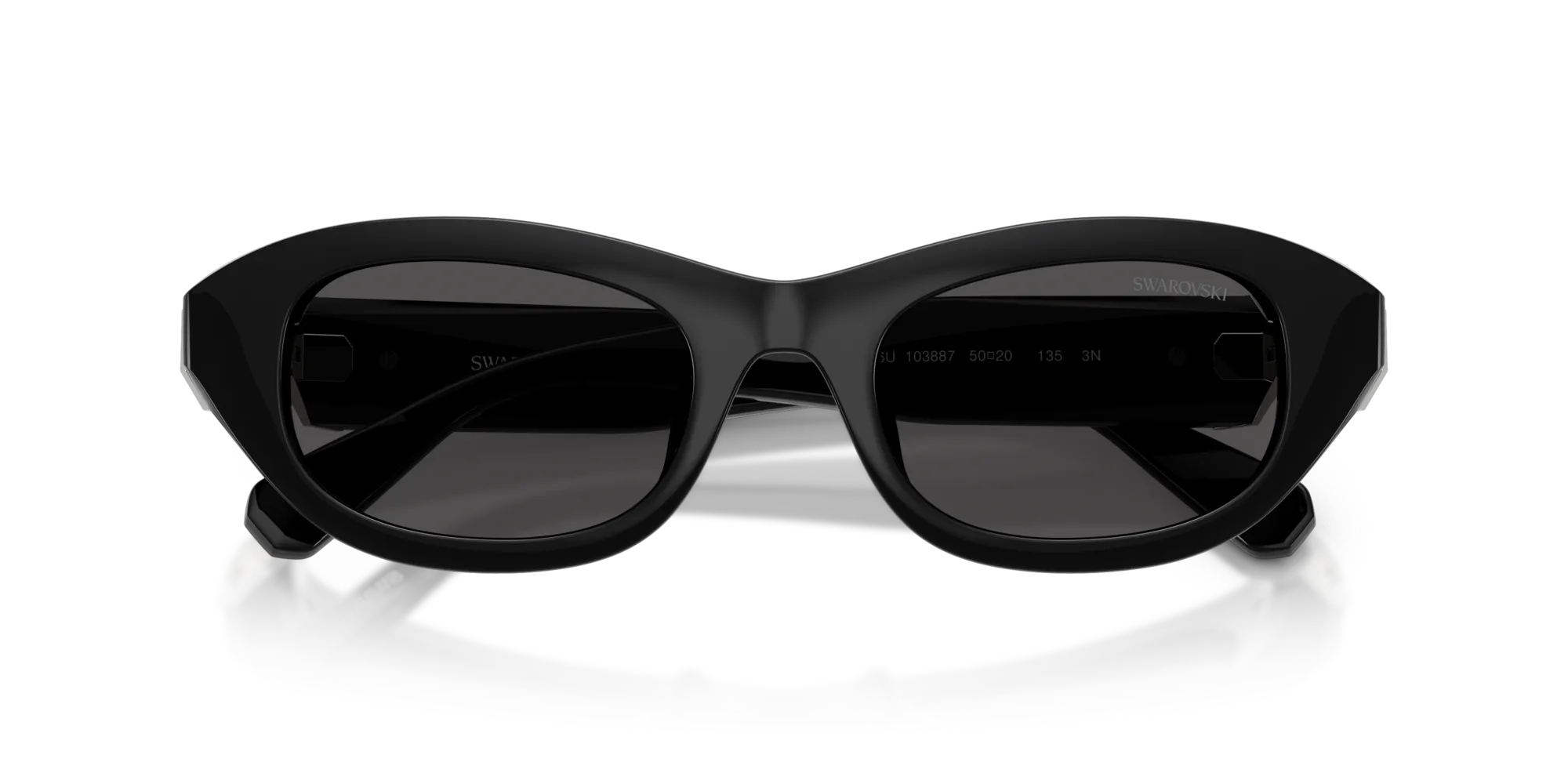Swarovski SK6036U 103887 Occhiali da sole Acetato Nero Grigio Pillow Normale - immagine 2