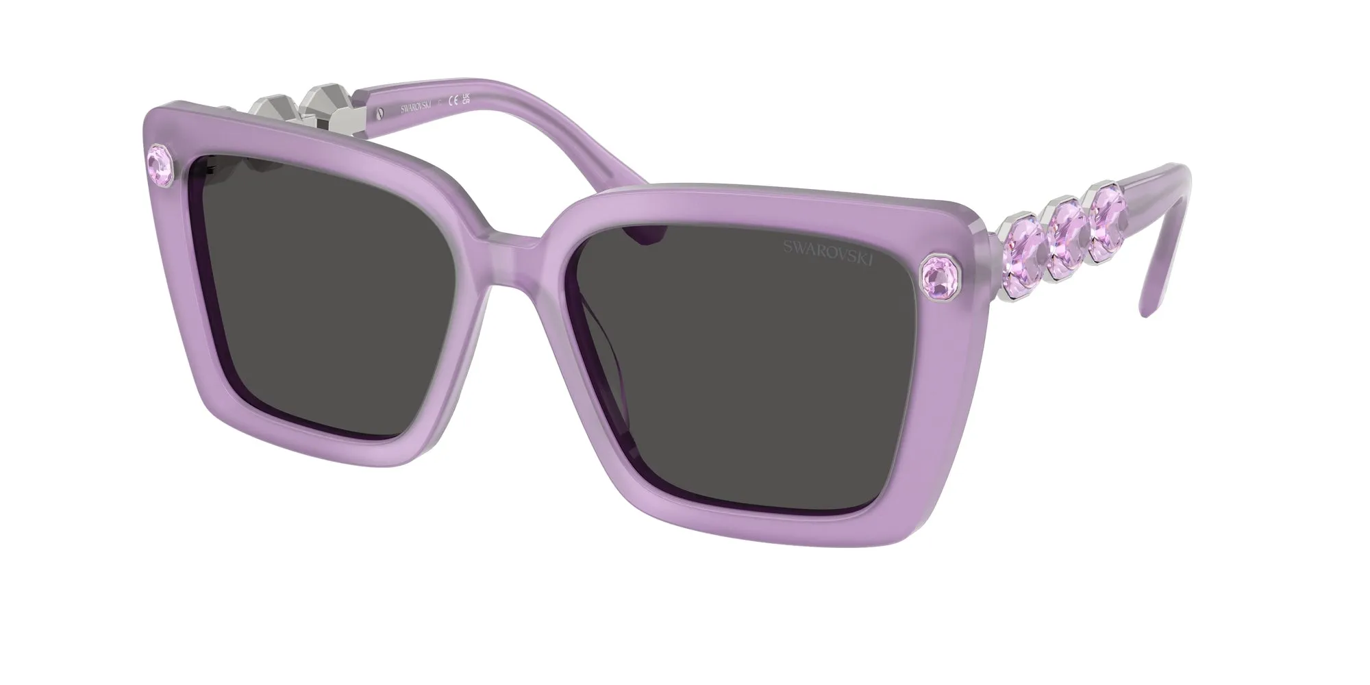 Swarovski SK6032 107587 Occhiali da sole Acetato Viola Grigio Squadrata Normale - immagine 1