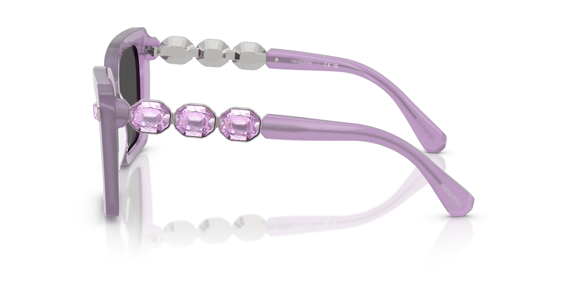 Swarovski SK6032 107587 Occhiali da sole Acetato Viola Grigio Squadrata Normale - immagine 4