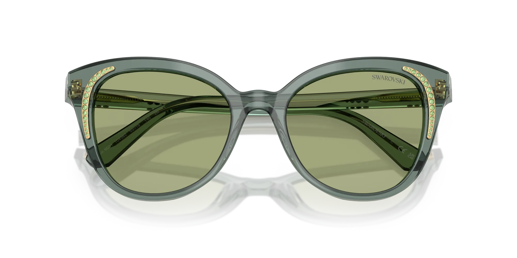 Swarovski SK6031 104382 Occhiali da sole Acetato Verde Verde Farfalla Normale - immagine 2