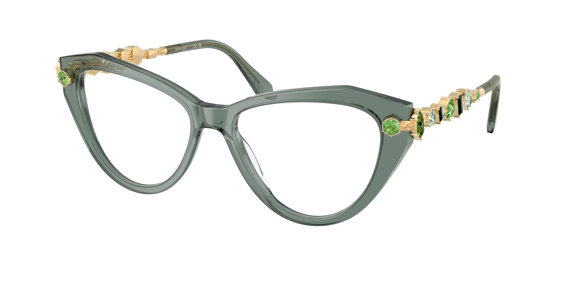 Swarovski SK2047 1043 Montature da vista Acetato Verde Cat Eye Normale - immagine 1