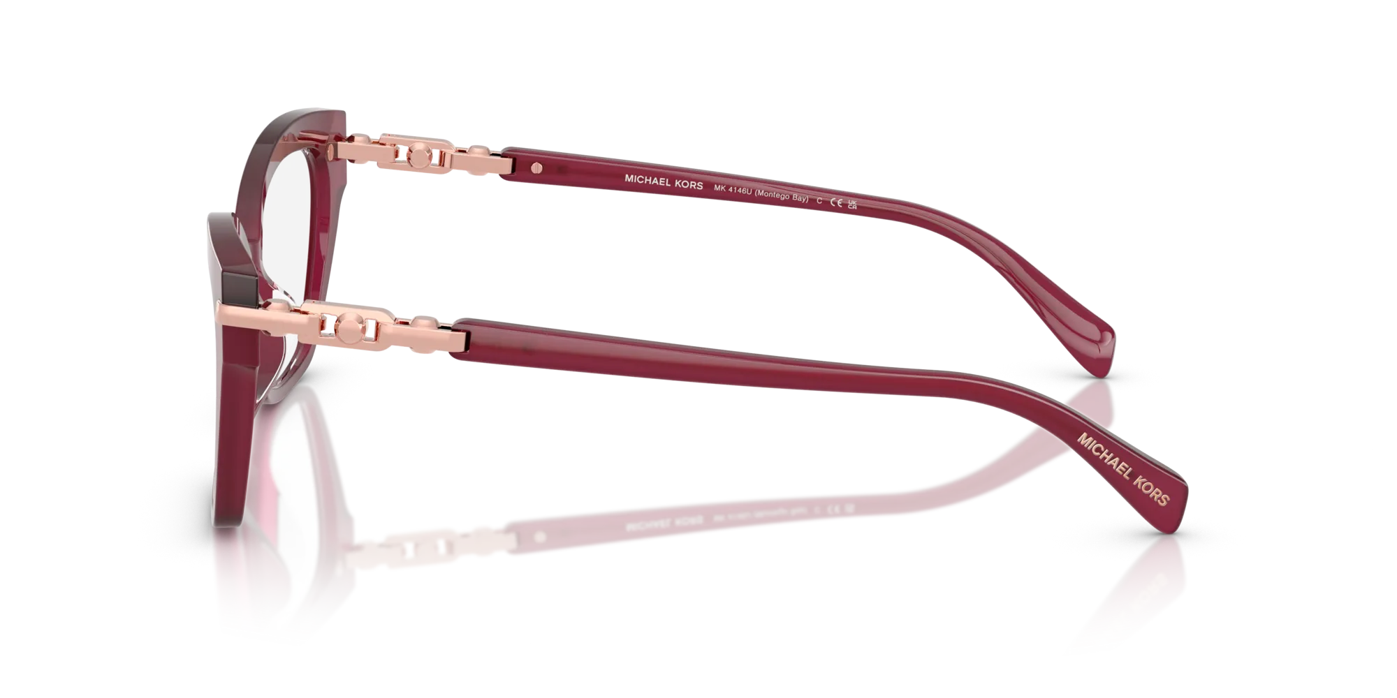 Michael Kors MK4146U MONTEGO BAY 4018 Montature da vista Acetato Rosso Squadrata Normale - immagine 4