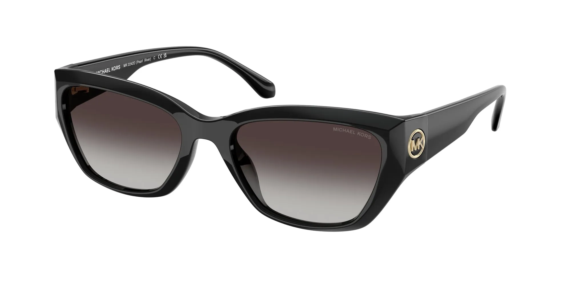 Michael Kors MK2242D PEARL RIVER 30058G Occhiali da sole Iniettato Nero Grigio Cat Eye Normale Sfumato - immagine 1
