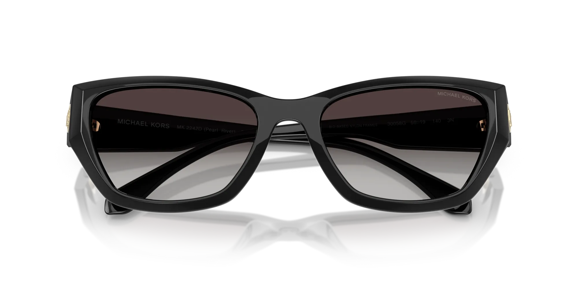 Michael Kors MK2242D PEARL RIVER 30058G Occhiali da sole Iniettato Nero Grigio Cat Eye Normale Sfumato - immagine 2