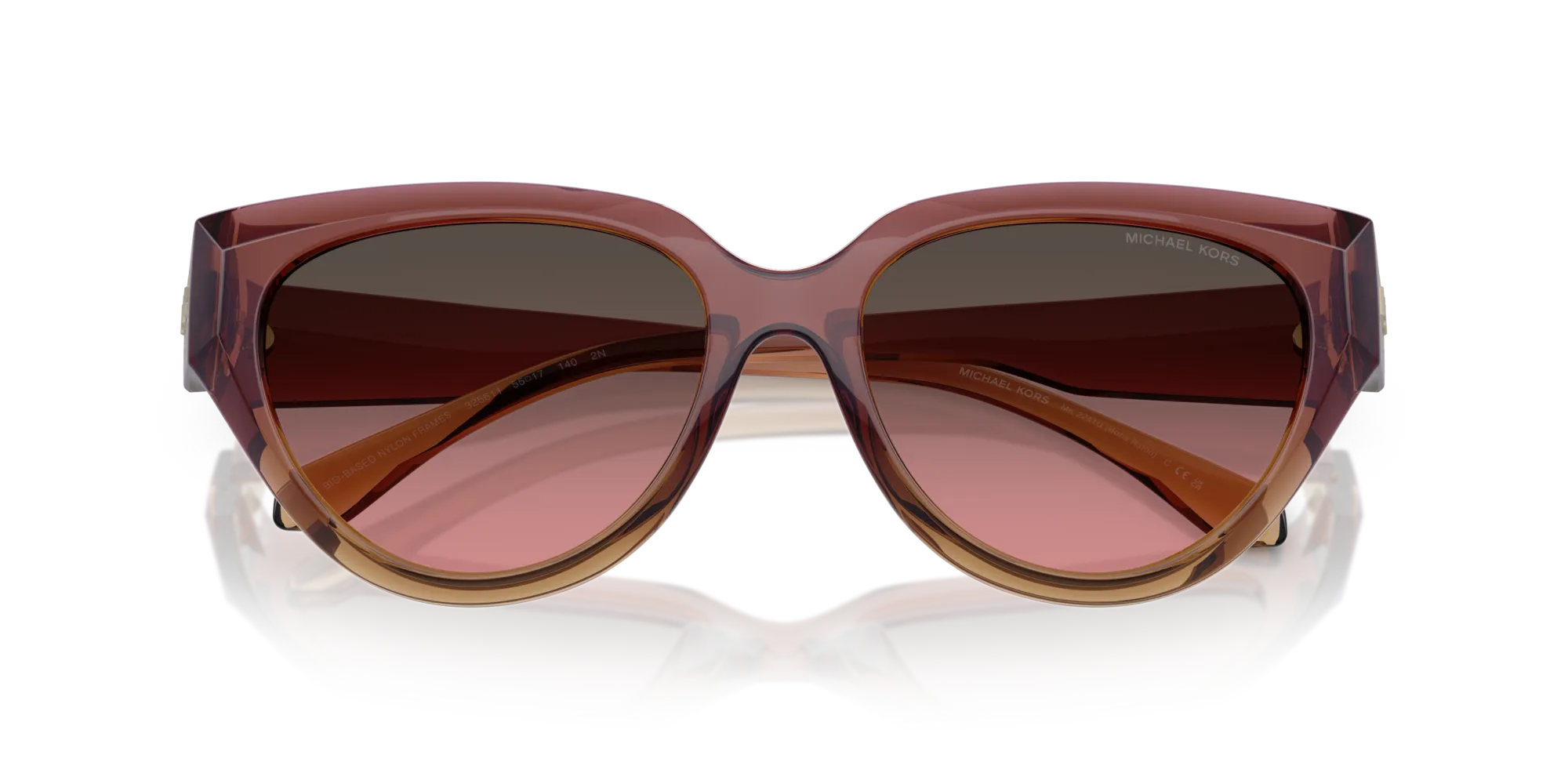 Michael Kors MK2241U BOCA RATON 325611 Occhiali da sole Iniettato Rosa Marrone Cat Eye Normale Sfumato - immagine 2