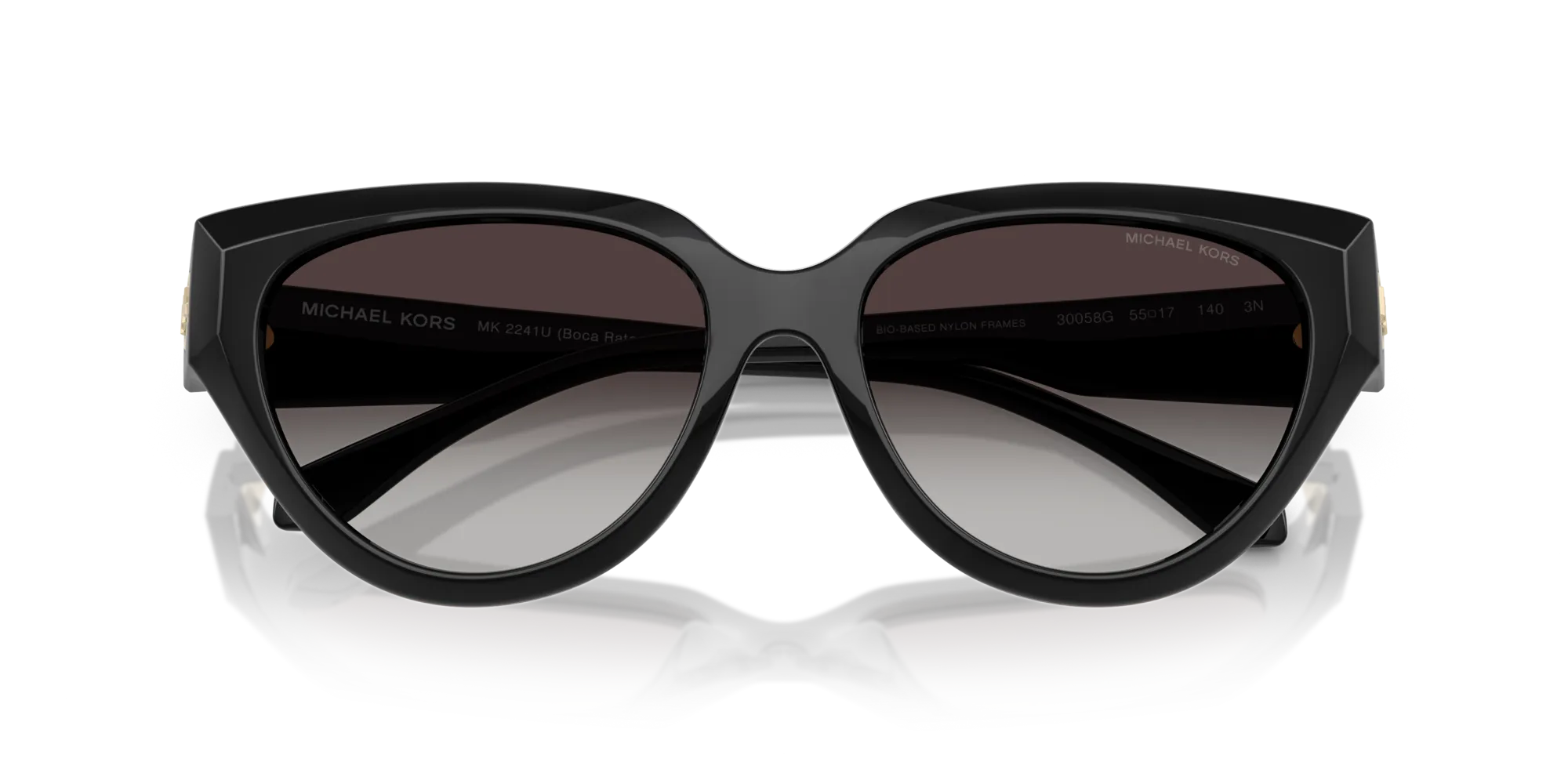 Michael Kors MK2241U BOCA RATON 30058G Occhiali da sole Iniettato Nero Grigio Cat Eye Normale Sfumato - immagine 2