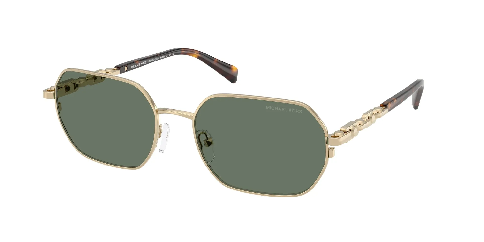Michael Kors MK1165 SAINT MARTIN 10143H Occhiali da sole Metallo Oro Verde Geometrica Normale - immagine 1