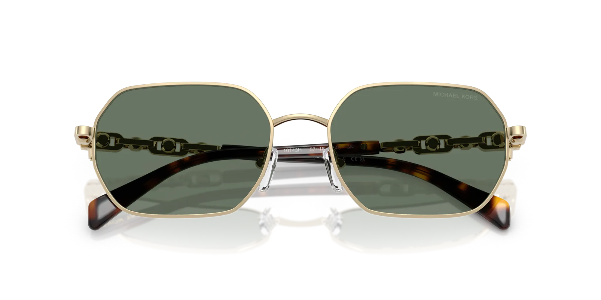 Michael Kors MK1165 SAINT MARTIN 10143H Occhiali da sole Metallo Oro Verde Geometrica Normale - immagine 2