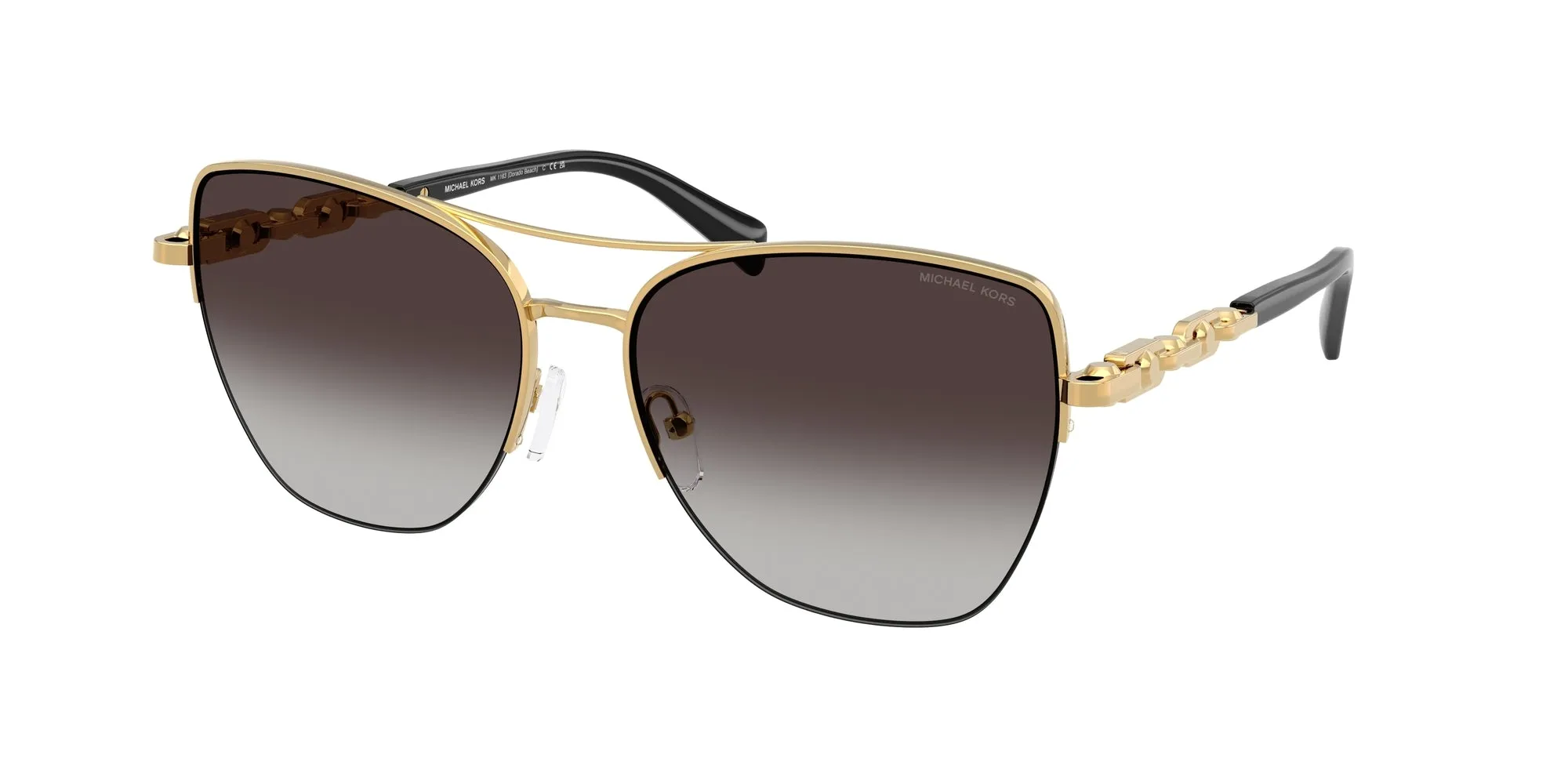 Michael Kors MK1163 DORADO BEACH 18968G Occhiali da sole Metallo Oro Grigio Squadrata Normale Sfumato - immagine 1