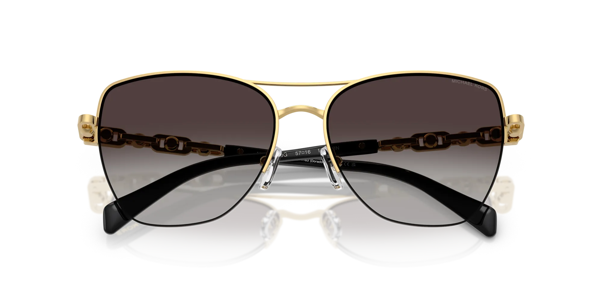 Michael Kors MK1163 DORADO BEACH 18968G Occhiali da sole Metallo Oro Grigio Squadrata Normale Sfumato - immagine 2