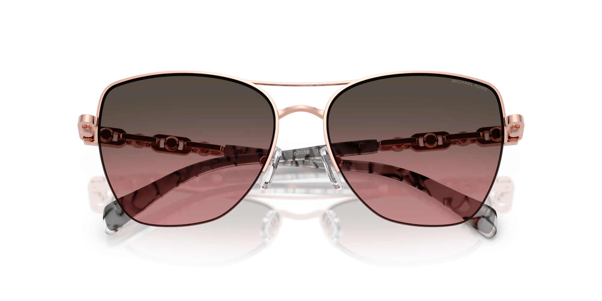 Michael Kors MK1163 DORADO BEACH 110811 Occhiali da sole Metallo Rosa Marrone Squadrata Normale Sfumato - immagine 2