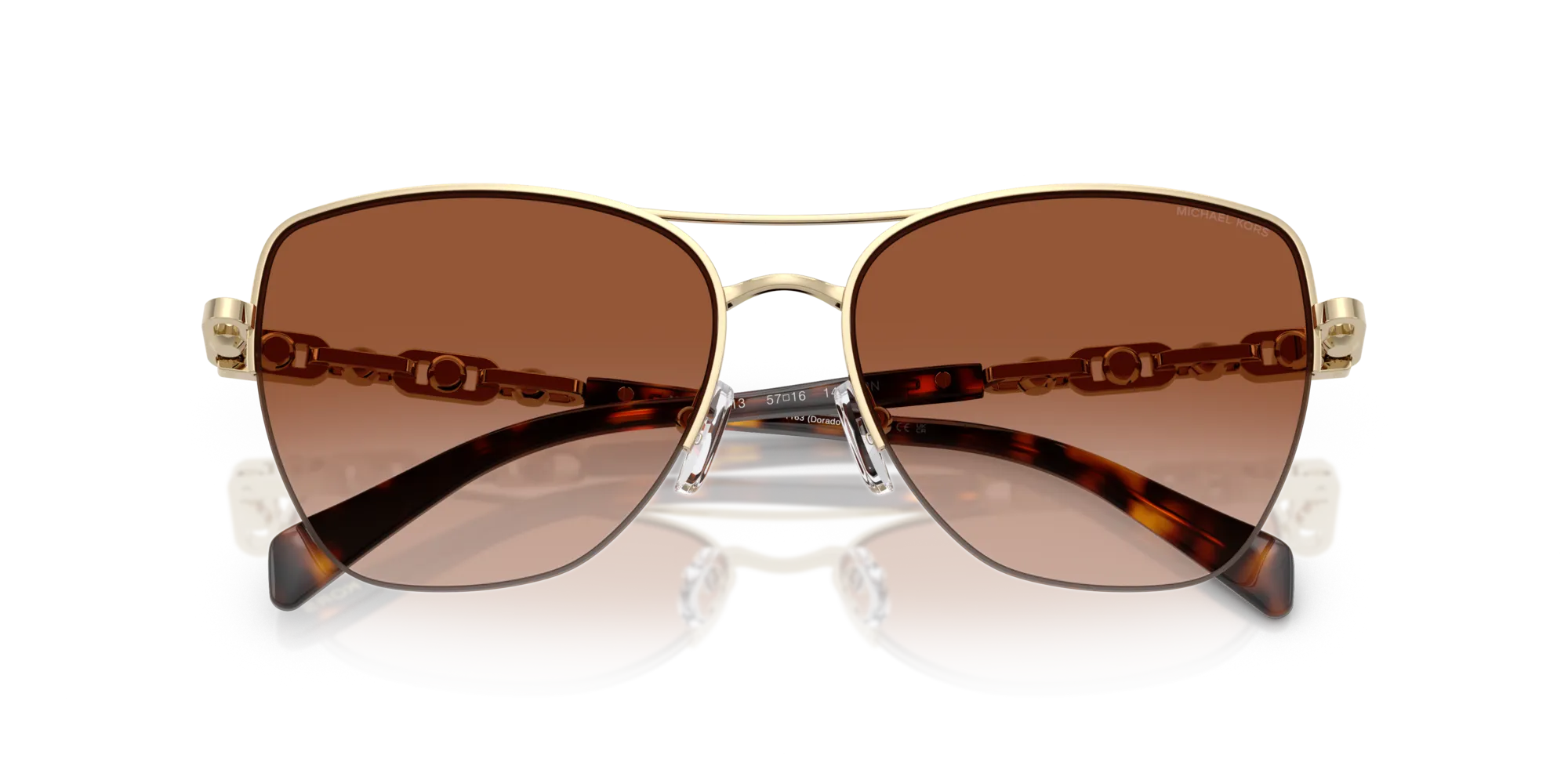 Michael Kors MK1163 DORADO BEACH 101413 Occhiali da sole Metallo Oro Marrone Squadrata Normale Sfumato - immagine 2