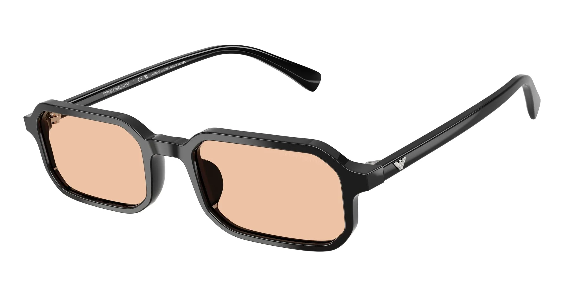 Emporio Armani EA4253U 501793 Occhiali da sole Acetato Nero Arancione Squadrata Normale - immagine 1