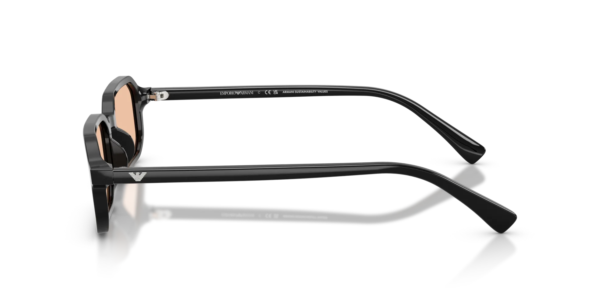 Emporio Armani EA4253U 501793 Occhiali da sole Acetato Nero Arancione Squadrata Normale - immagine 4