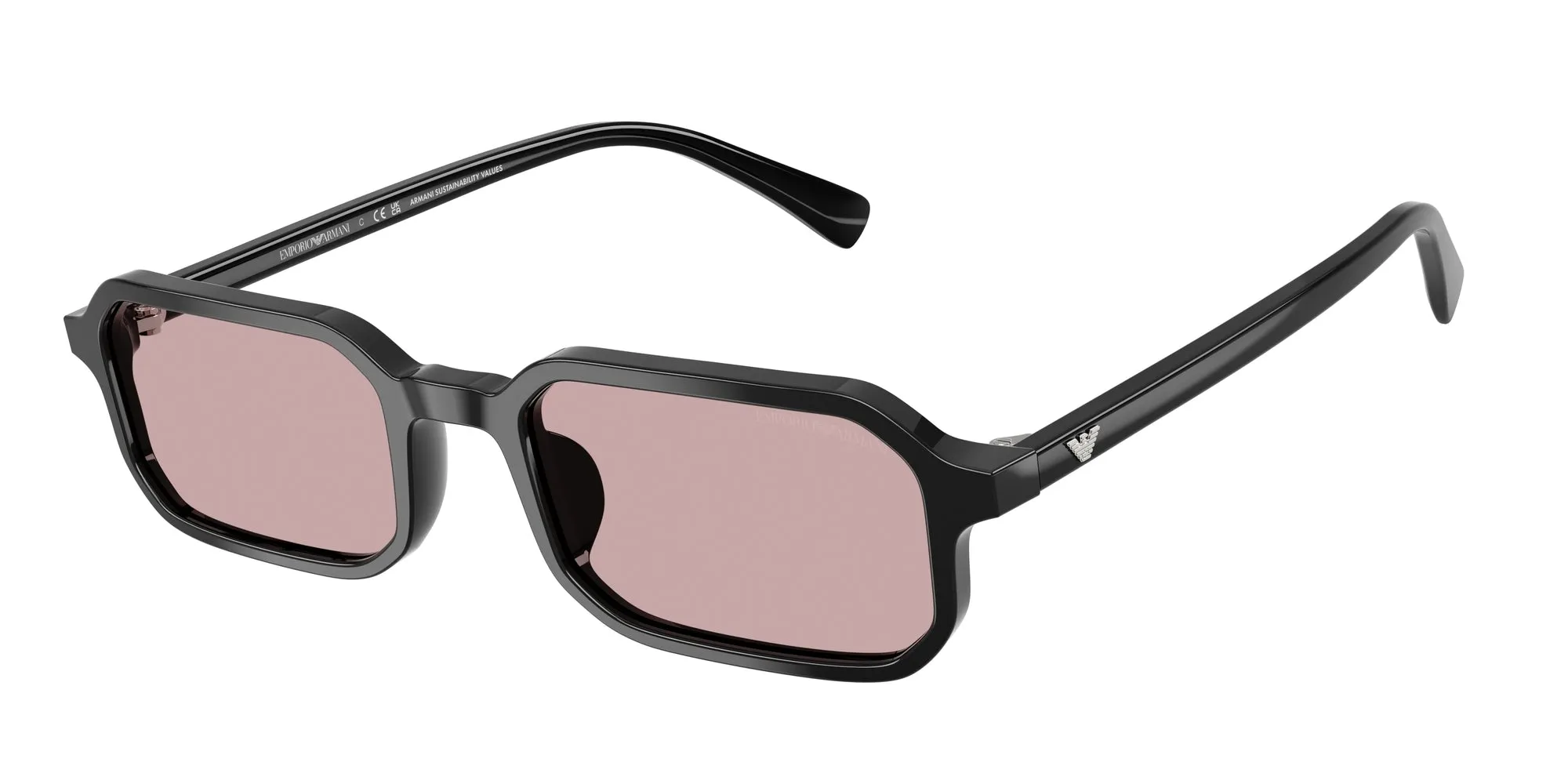 Emporio Armani EA4253U 501773 Occhiali da sole Acetato Nero Rosa Squadrata Normale - immagine 1