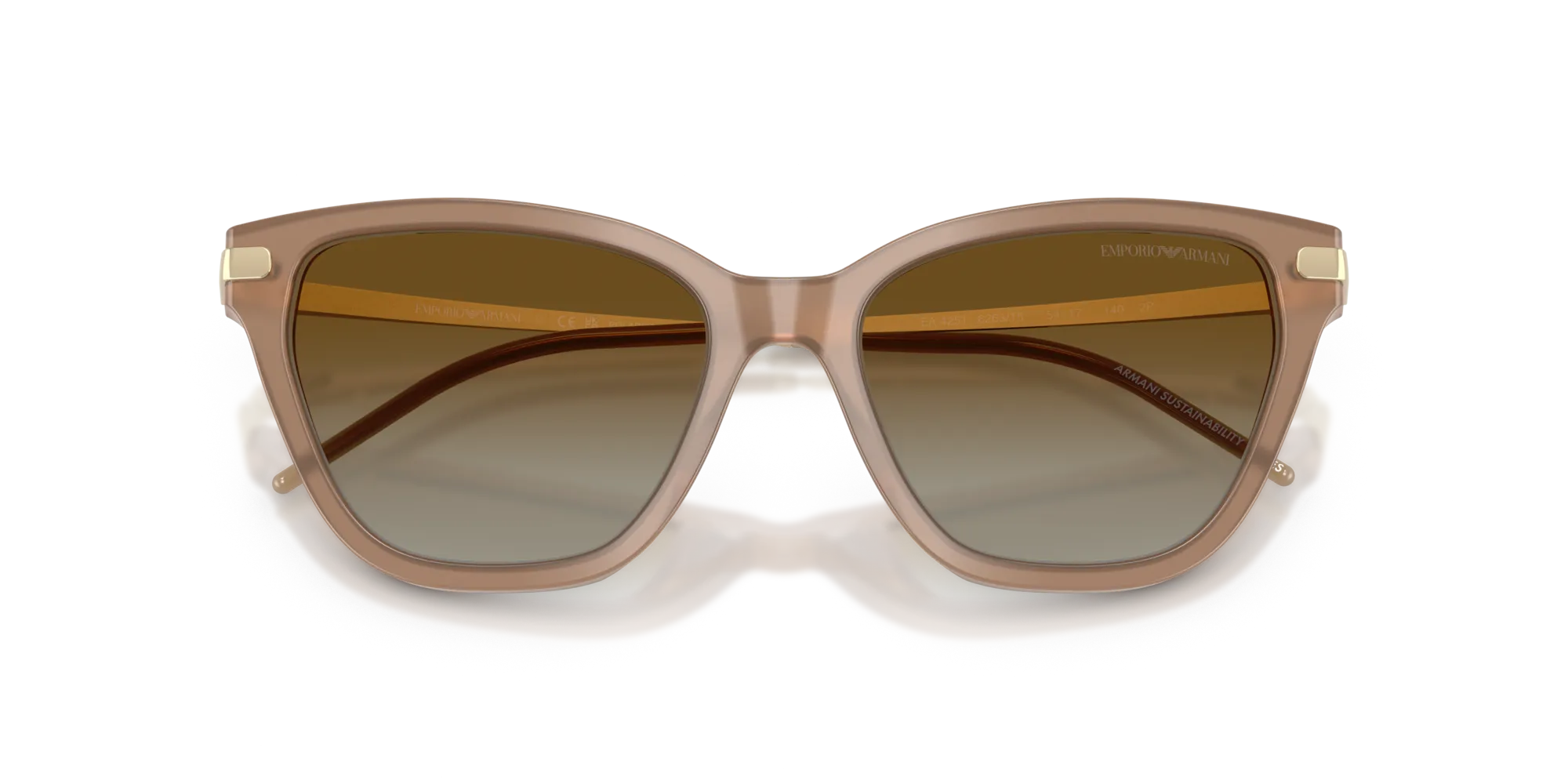 Emporio Armani EA4251 6263T5 Occhiali da sole Acetato Marrone Marrone Cat Eye Polarizzata Sfumato - immagine 2