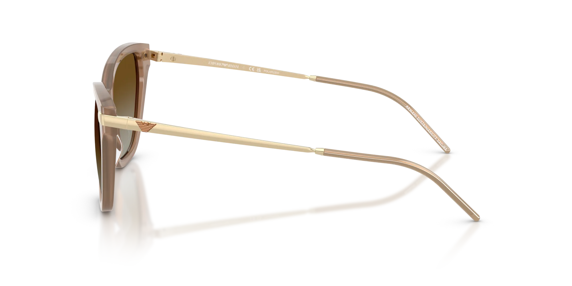 Emporio Armani EA4251 6263T5 Occhiali da sole Acetato Marrone Marrone Cat Eye Polarizzata Sfumato - immagine 4