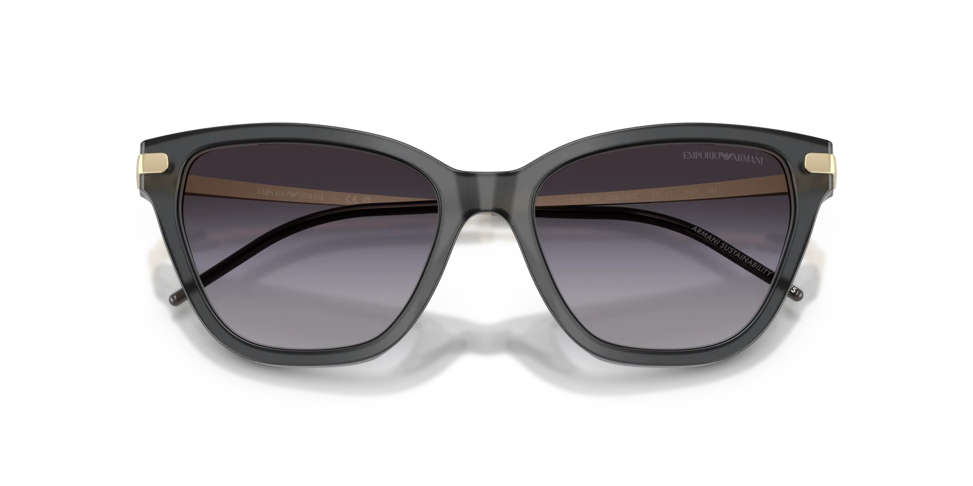 Emporio Armani EA4251 62628G Occhiali da sole Acetato Grigio Grigio Cat Eye Normale Sfumato - immagine 2