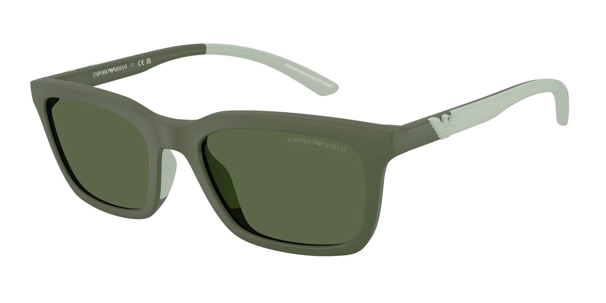 Emporio Armani EA4249U 625971 Occhiali da sole Iniettato Verde Verde Squadrata Normale - immagine 1
