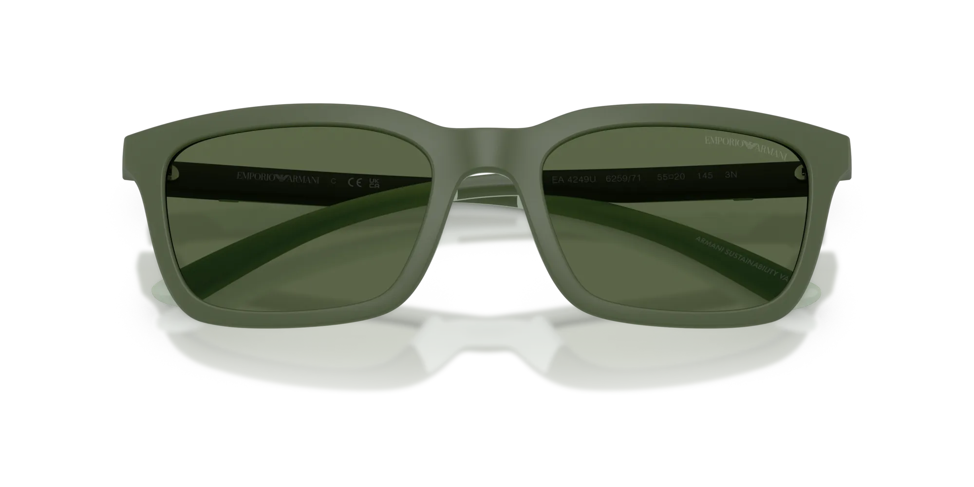 Emporio Armani EA4249U 625971 Occhiali da sole Iniettato Verde Verde Squadrata Normale - immagine 2