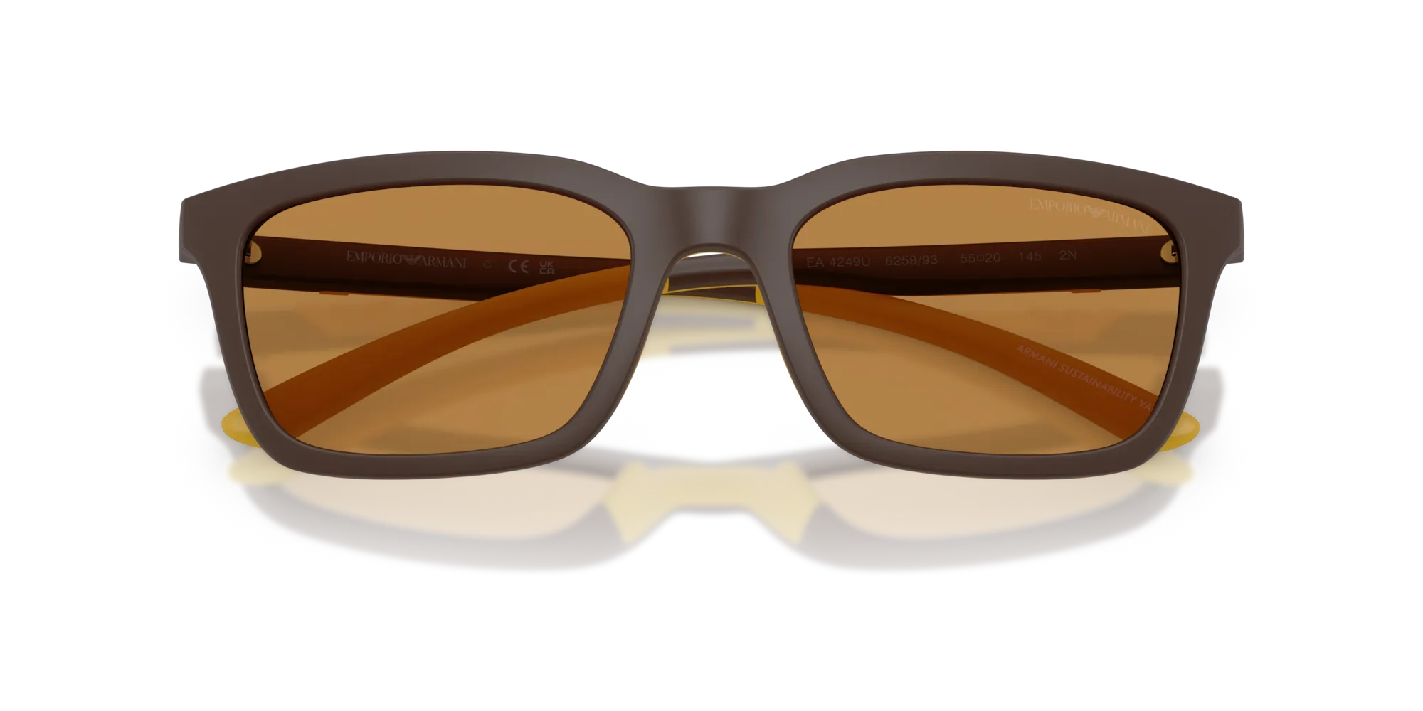 Emporio Armani EA4249U 625893 Occhiali da sole Iniettato Marrone Marrone Squadrata Normale - immagine 2