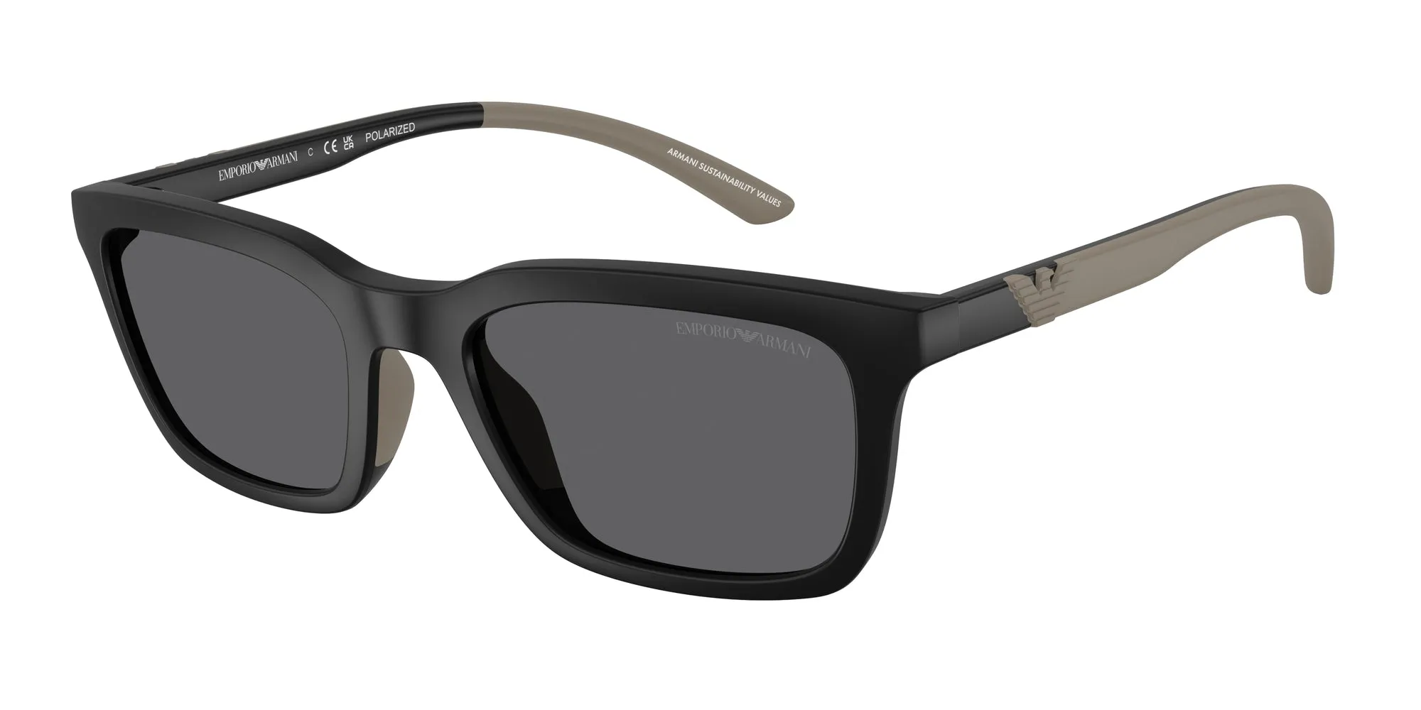 Emporio Armani EA4249U 500181 Occhiali da sole Iniettato Nero Grigio Squadrata Polarizzata - immagine 1