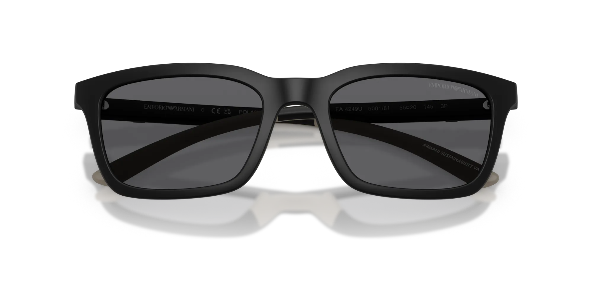 Emporio Armani EA4249U 500181 Occhiali da sole Iniettato Nero Grigio Squadrata Polarizzata - immagine 2