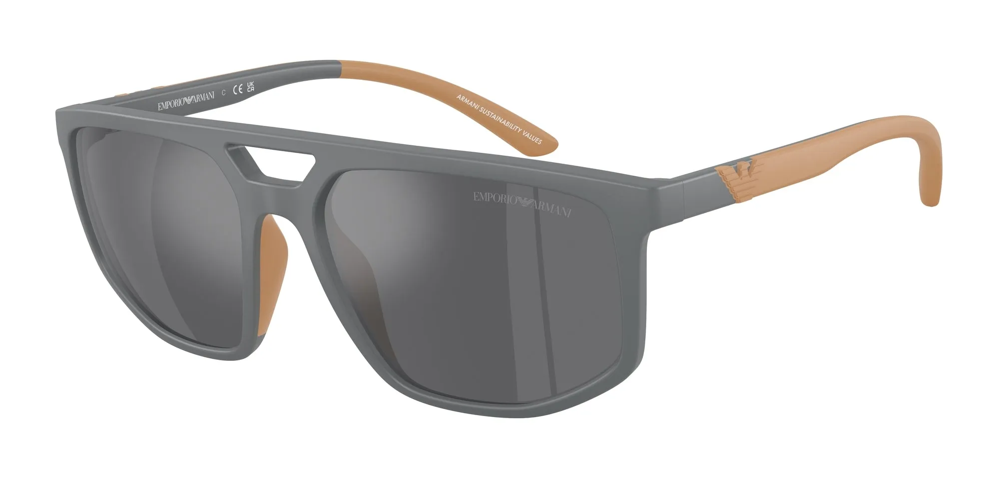 Emporio Armani EA4248U 62616G Occhiali da sole Iniettato Grigio Grigio Pilot Specchiate - immagine 1