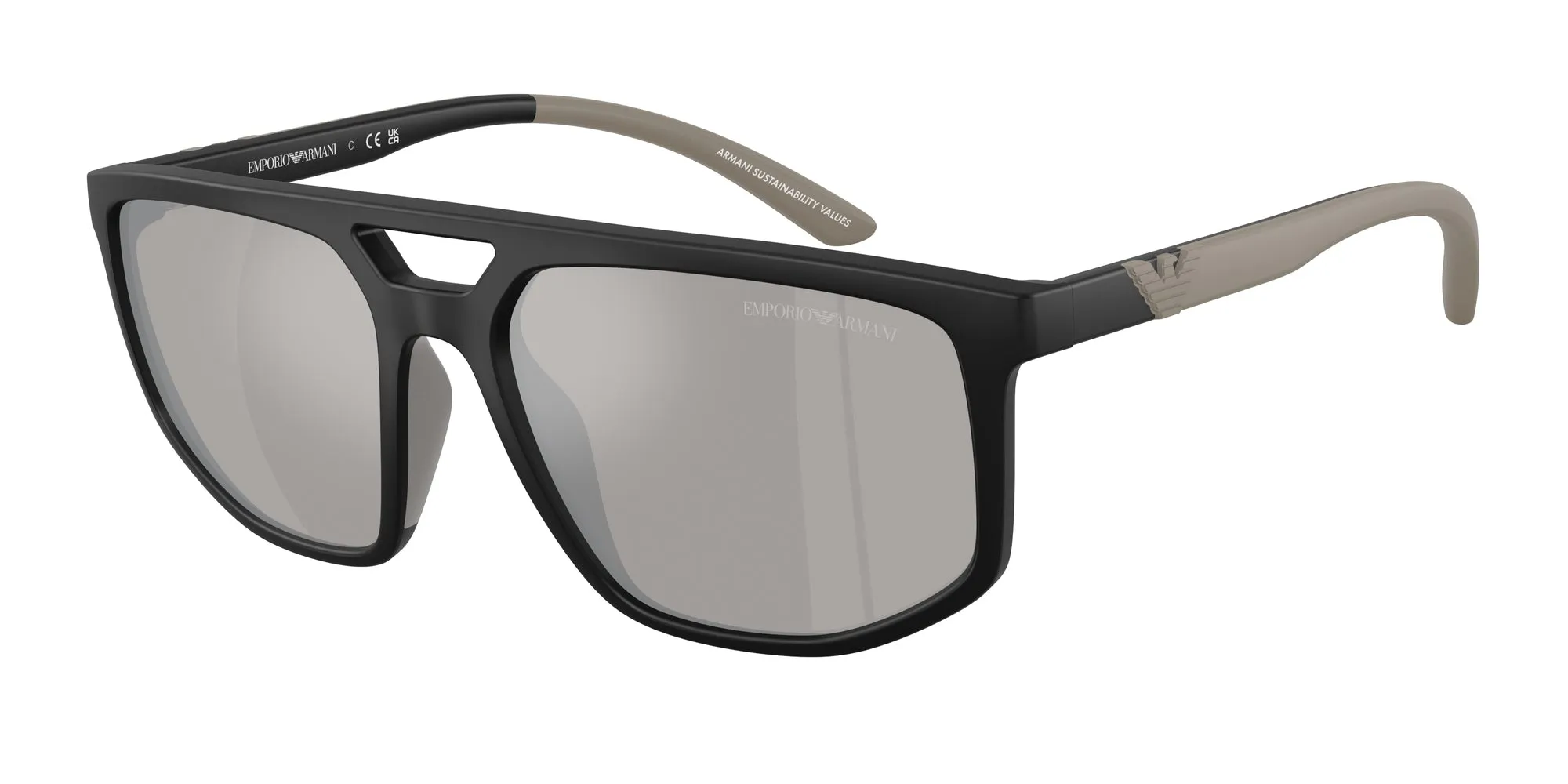 Emporio Armani EA4248U 50016G Occhiali da sole Iniettato Nero Grigio Pilot Specchiate - immagine 1